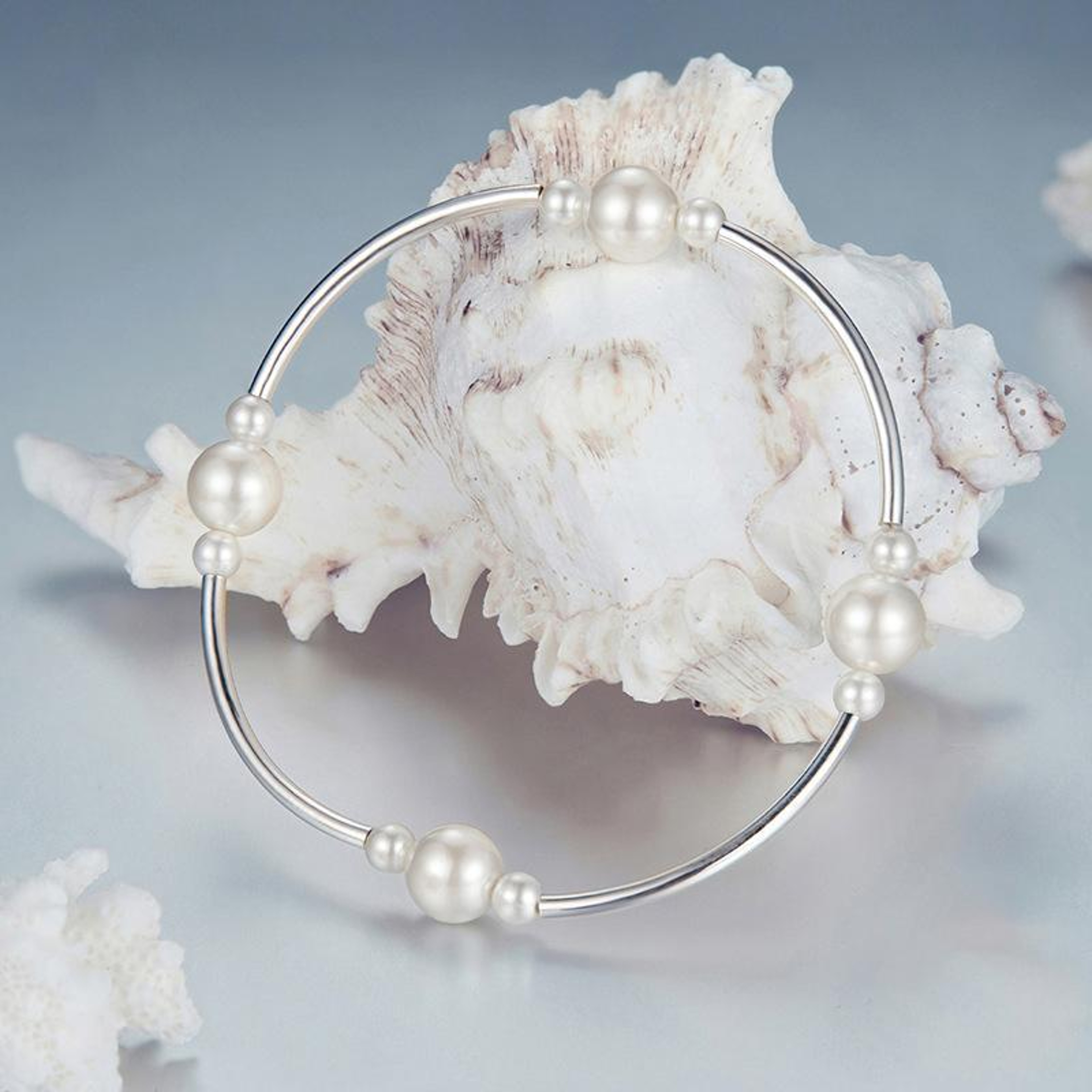 Luna Pearl Glow 925 Sterling Silver Shell Bead Bracelet For Women 3