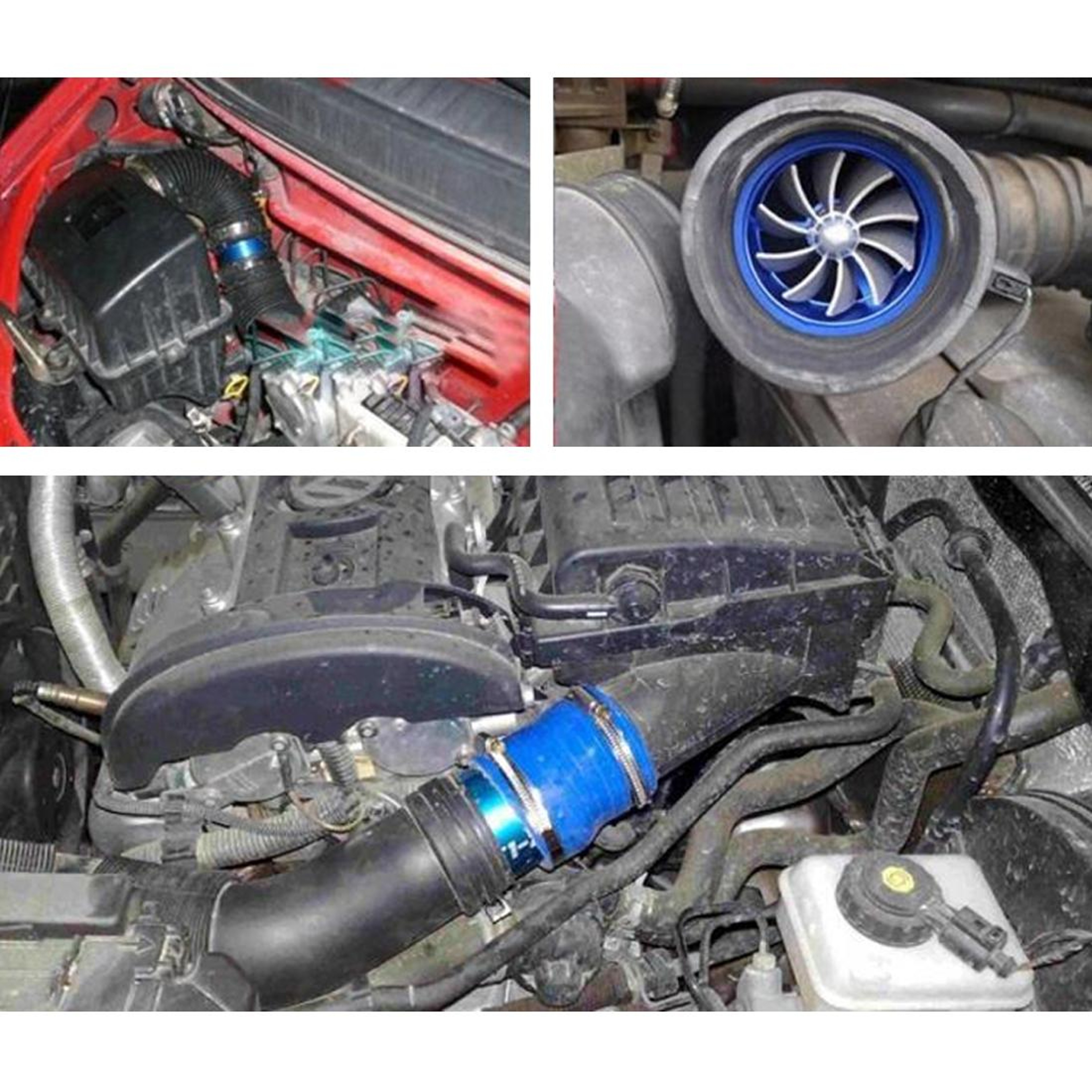 F1Z Universal Turbo Air Intake Fan Fuel Saver  Airflow Booster Kit 6
