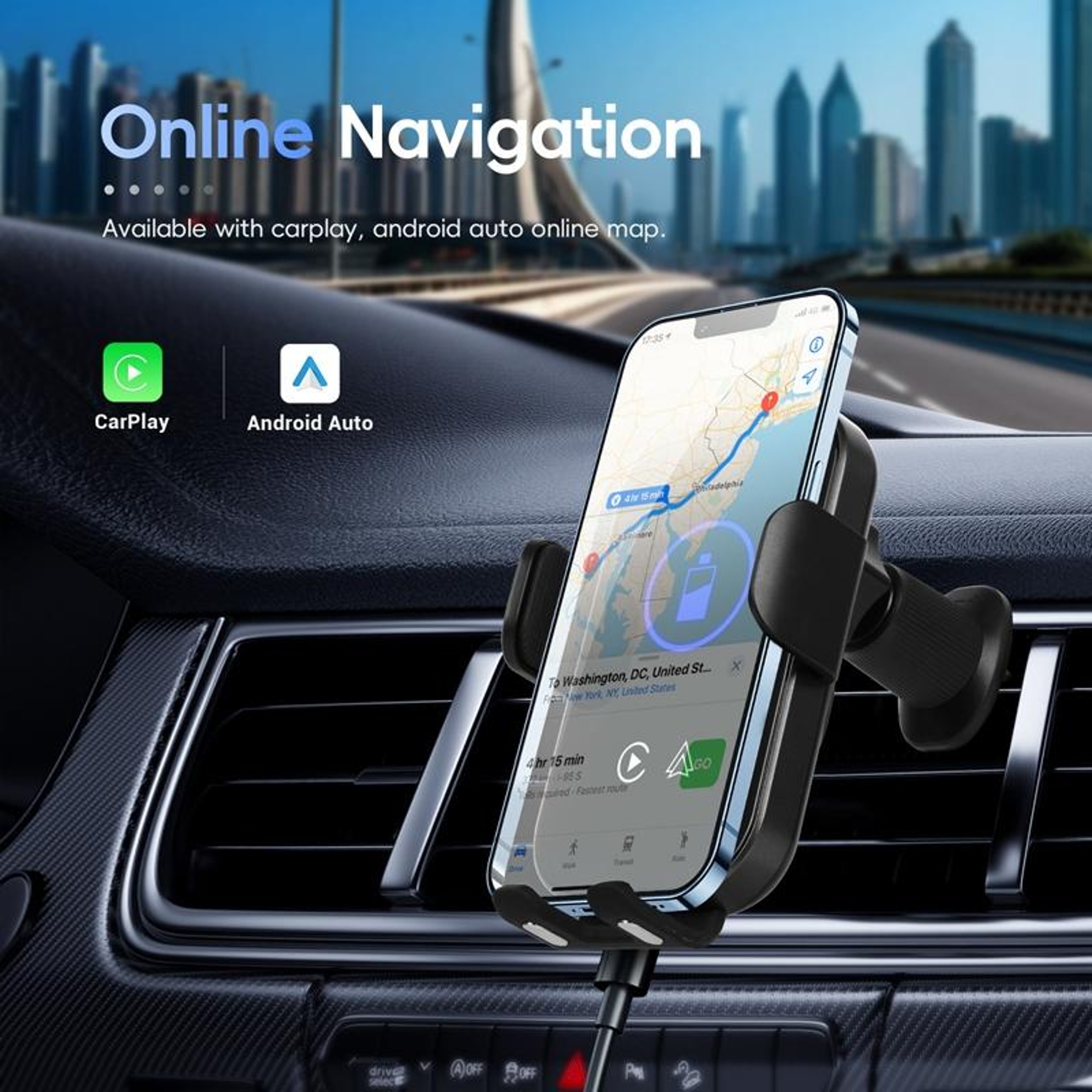Wireless CarPlay Adapter Fast Charging Phone Holder with Android Auto Wireless Support – view 12
