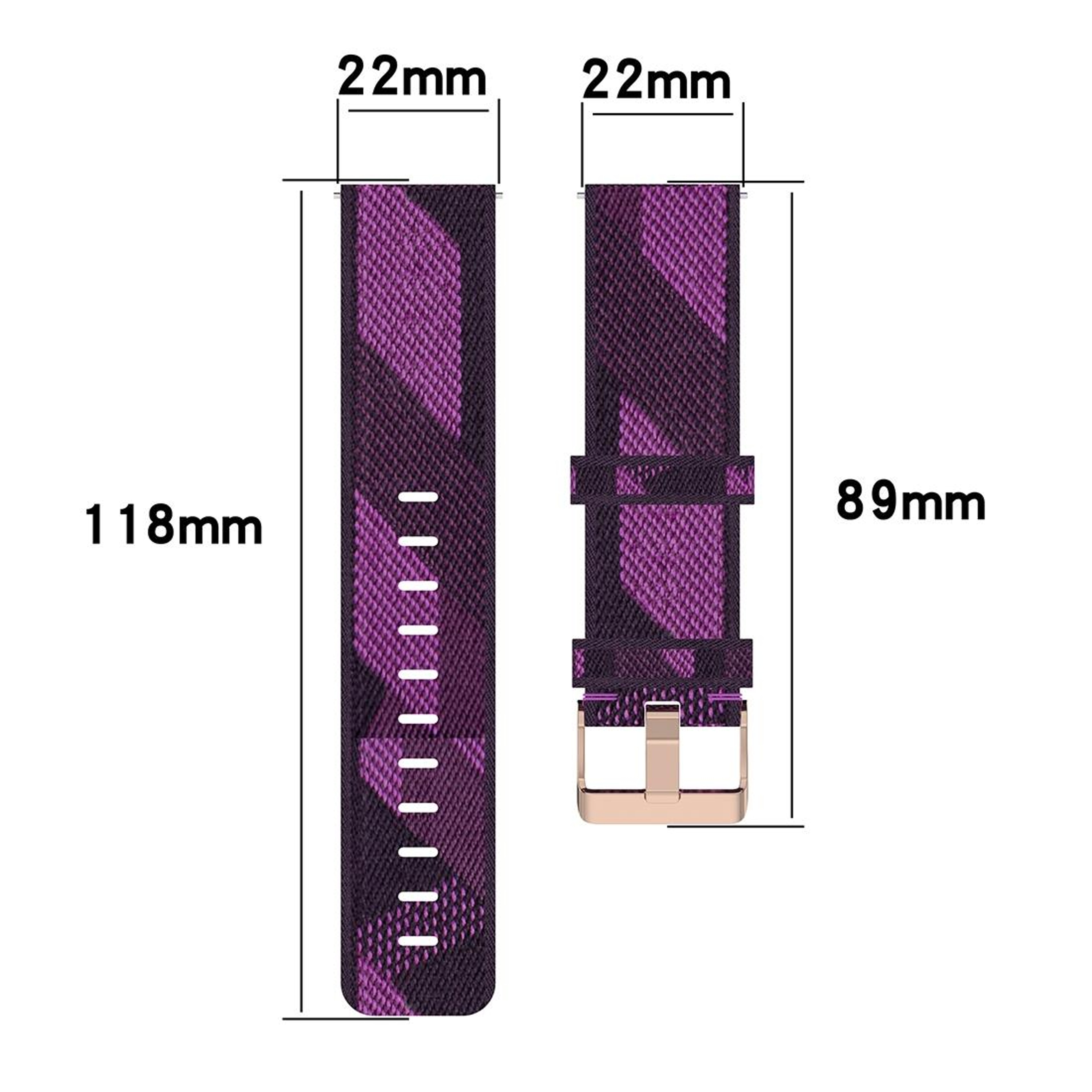 22mm Nylon Watch Band Stripe Weave Replacement Strap For Garmin Vivoactive 4 Xiaomi Mi Watch Color 5