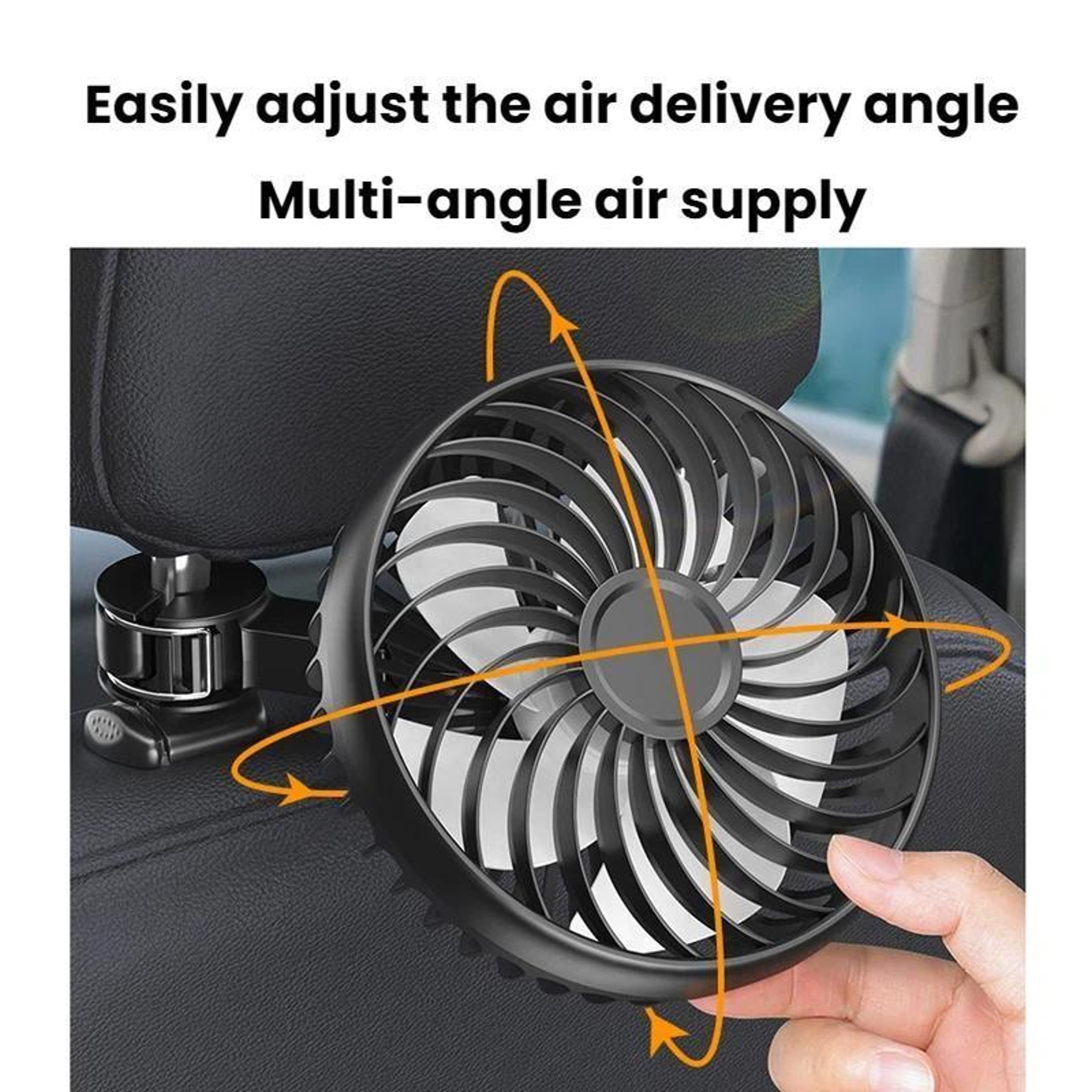 Car Rear USB Fan Silent 3 Speed Adjustable Backseat Cooling Fan 4