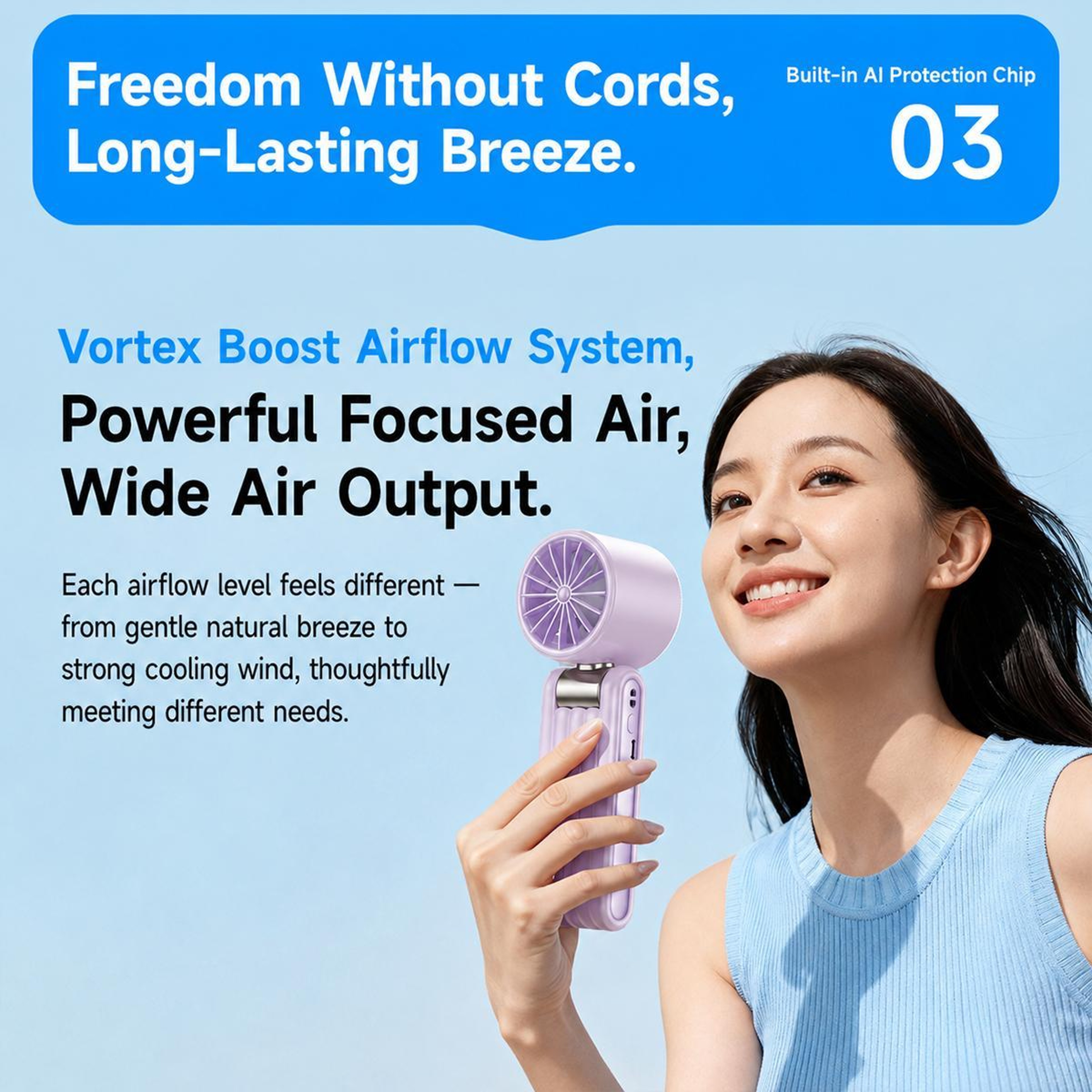 Y29 Handheld Cooling Fan Rechargeable Portable Fan With Digital Display And Folding Design 12