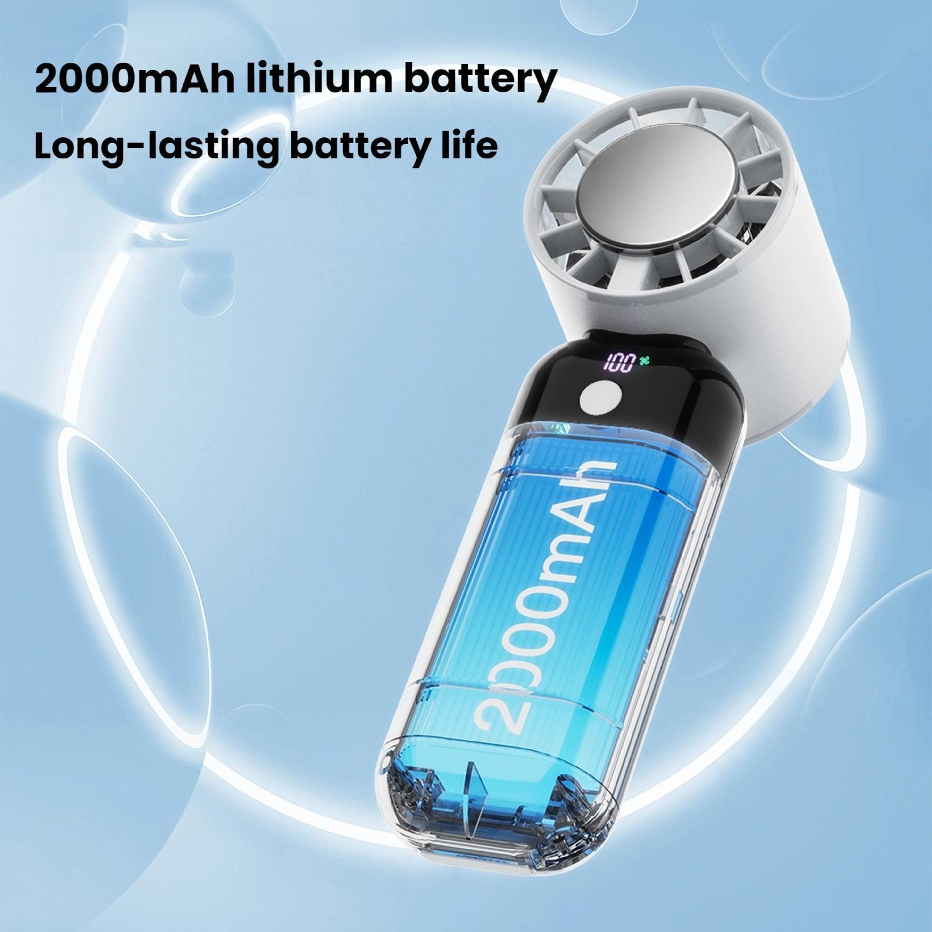 Digital Display Portable Cooling Fan USB Rechargeable Handheld Neck Fan With Cold Compress 3
