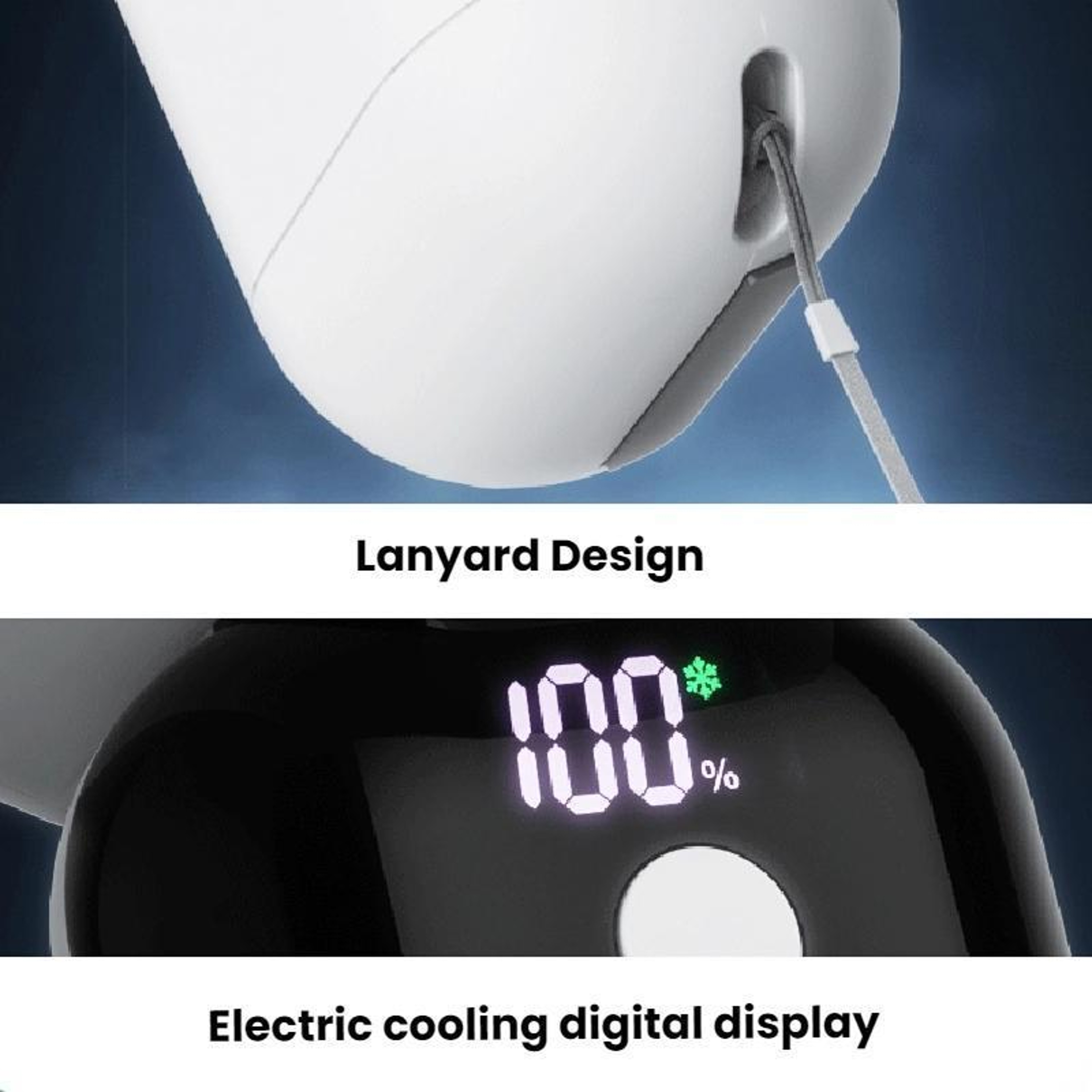 Digital Display Portable Cooling Fan USB Rechargeable Handheld Neck Fan With Cold Compress 7