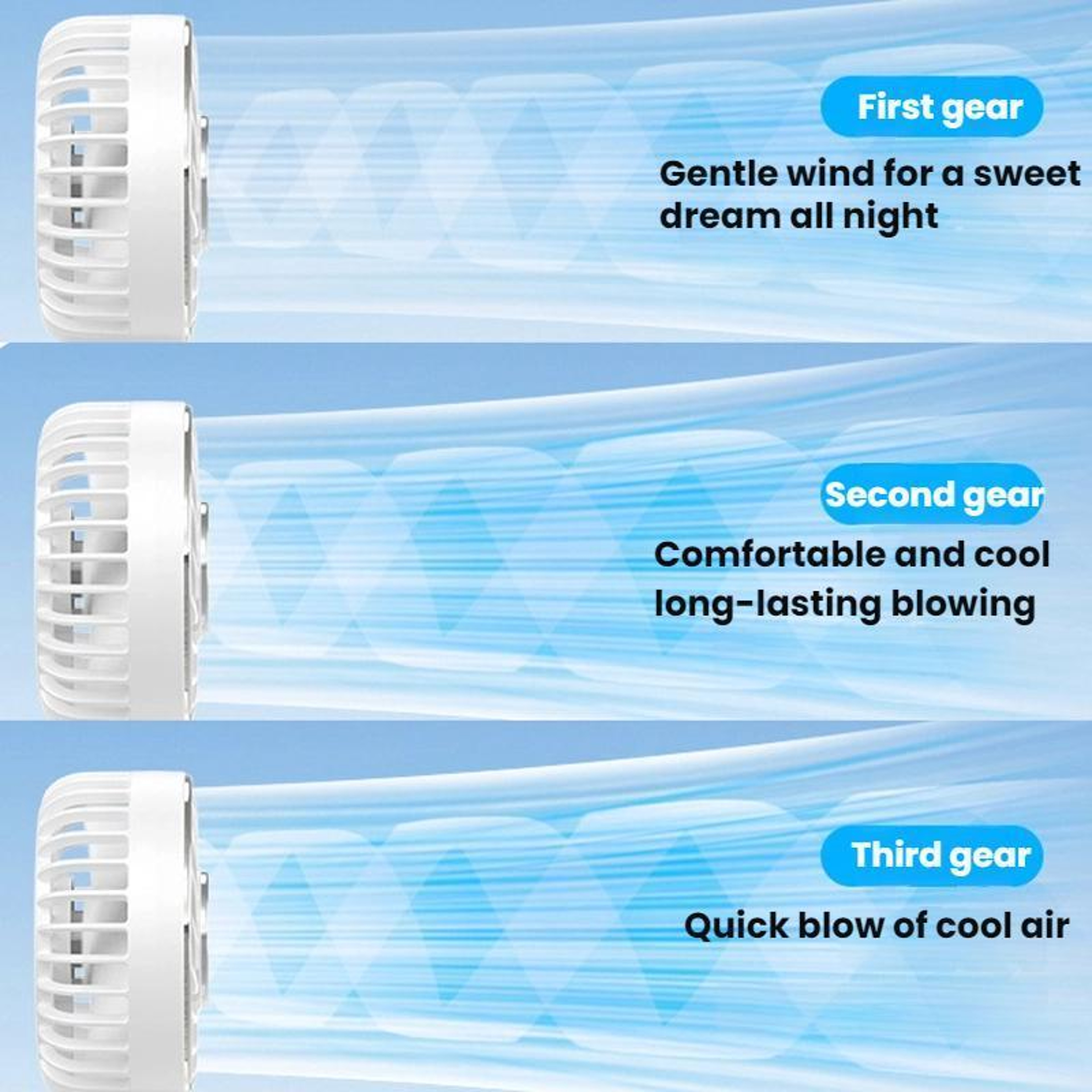 Portable Handheld Fan USB Rechargeable Mini Desk Fan With Lanyard Clip Quiet Personal Cooling Fan 2