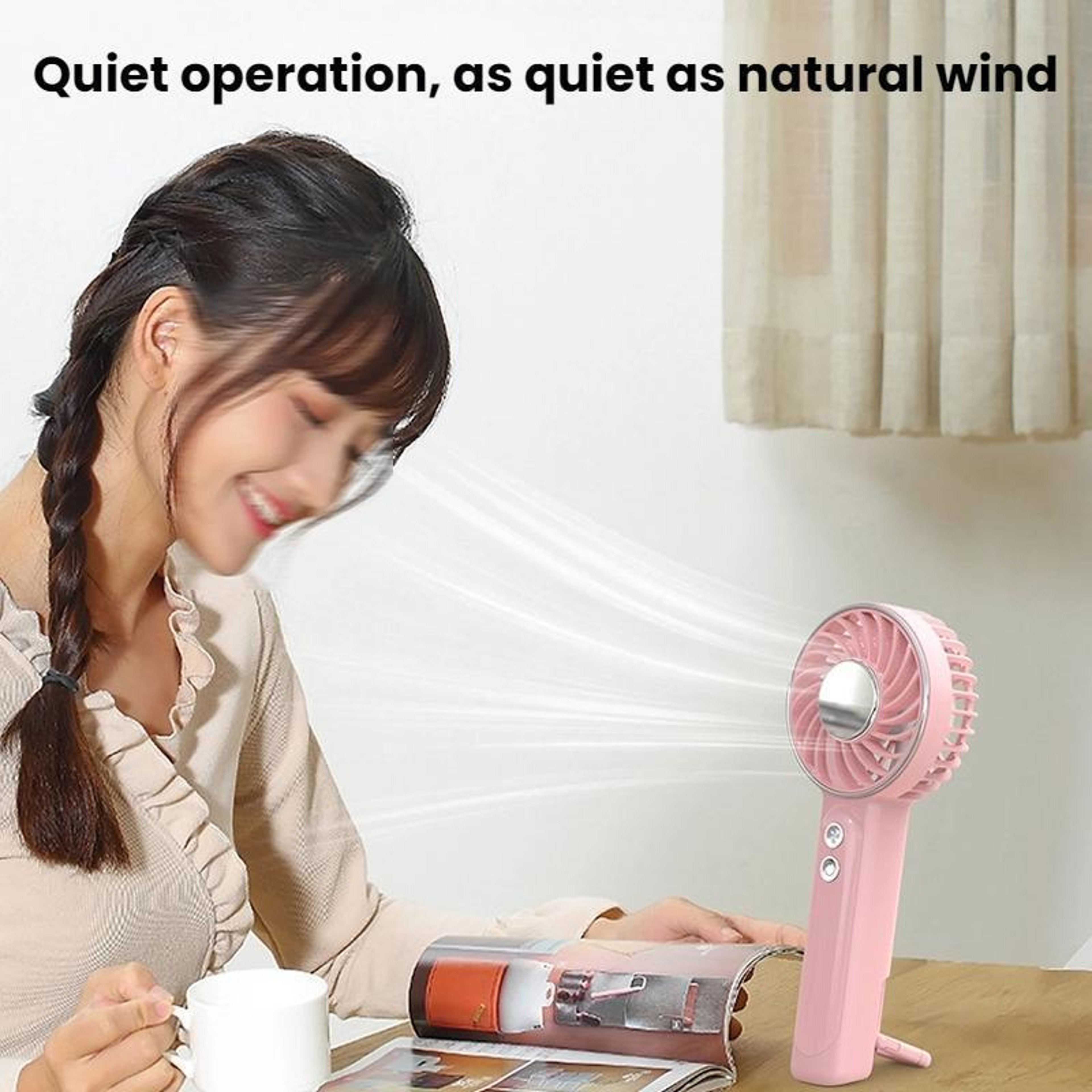 Portable Handheld Fan USB Rechargeable Mini Desk Fan With Lanyard Clip Quiet Personal Cooling Fan 11