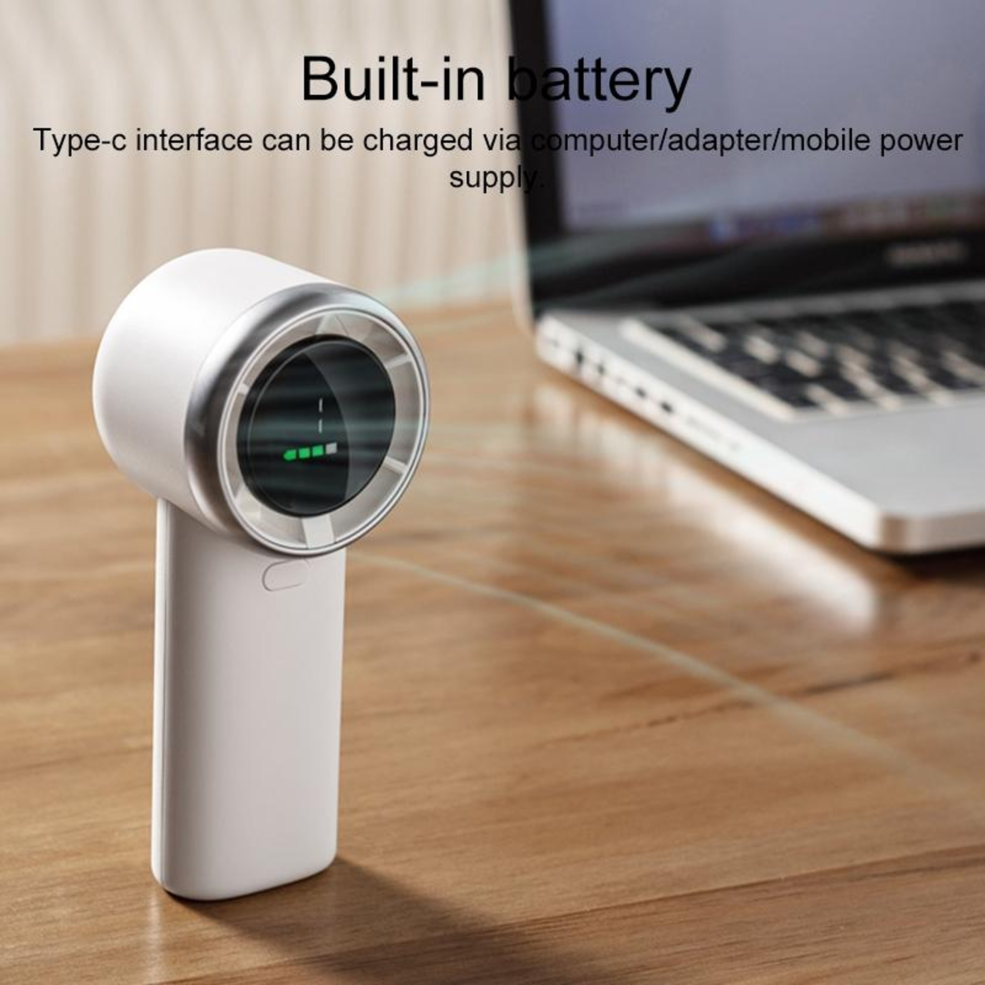 HD Digital Display Handheld Turbo Fan Portable Rechargeable Fan With 5 Speeds USB Type C 1