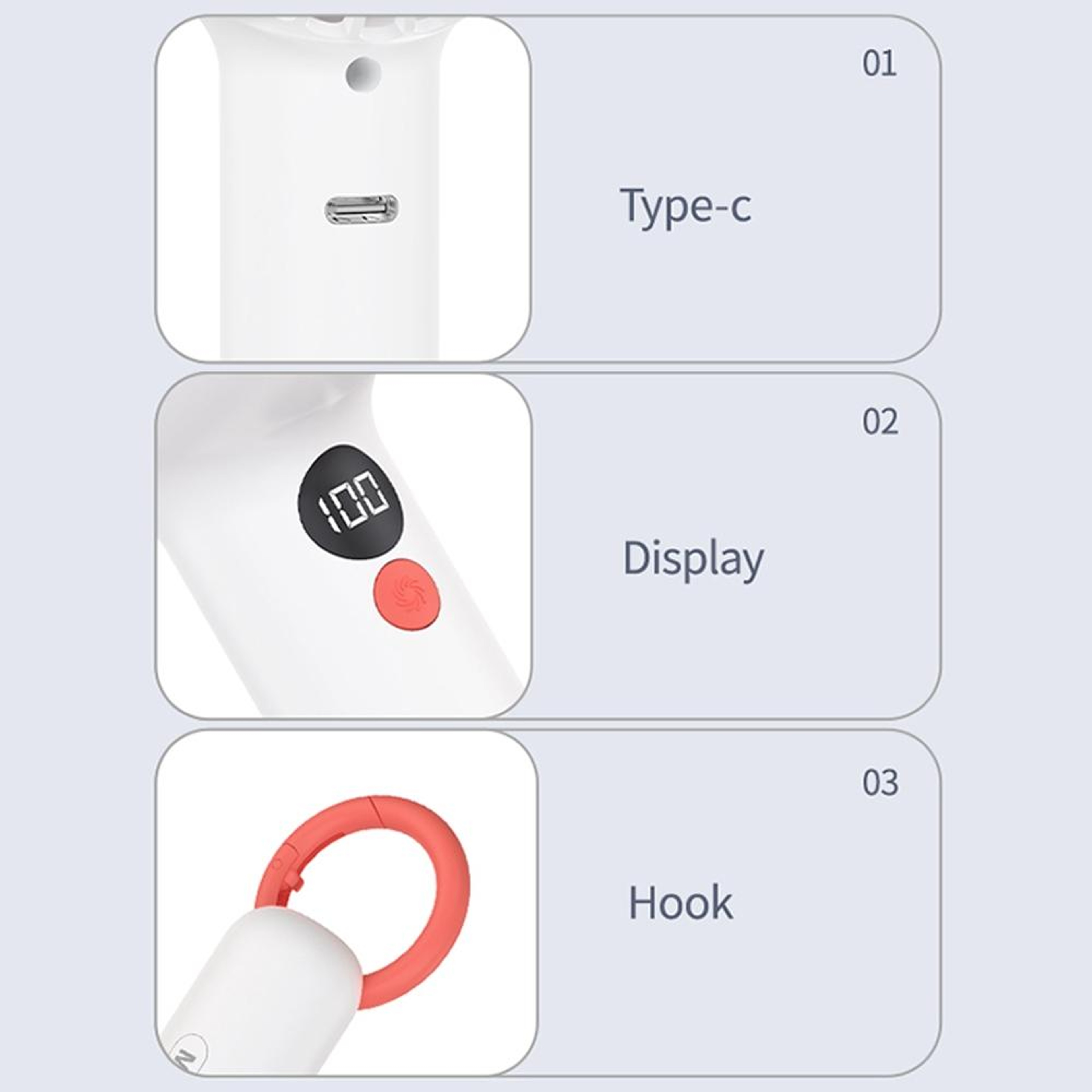 Portable Mini USB Fan Rechargeable Handheld Fan With Turbo Airflow Hook And 3 Speed Cooling 2
