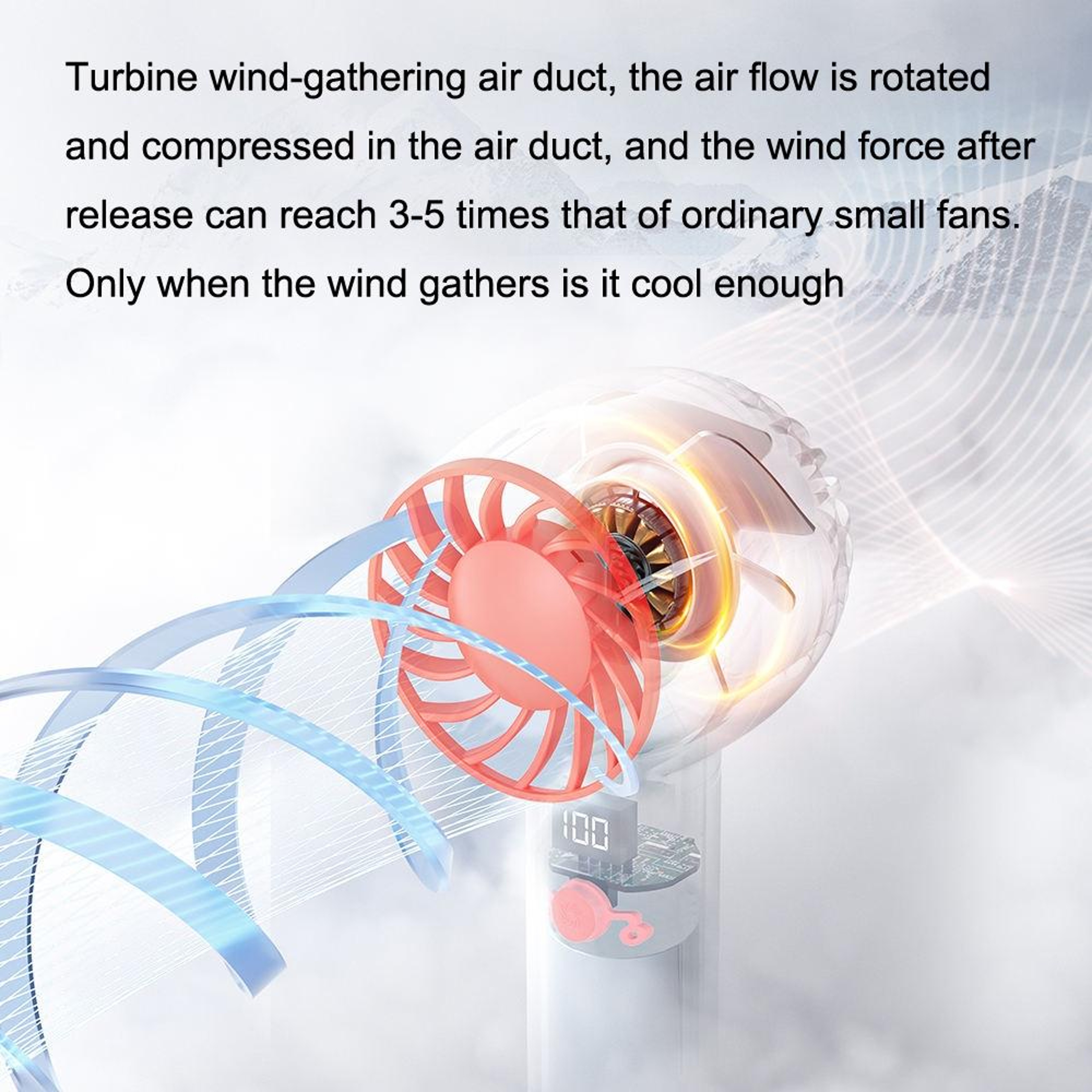 Portable Mini USB Fan Rechargeable Handheld Fan With Turbo Airflow Hook And 3 Speed Cooling 3