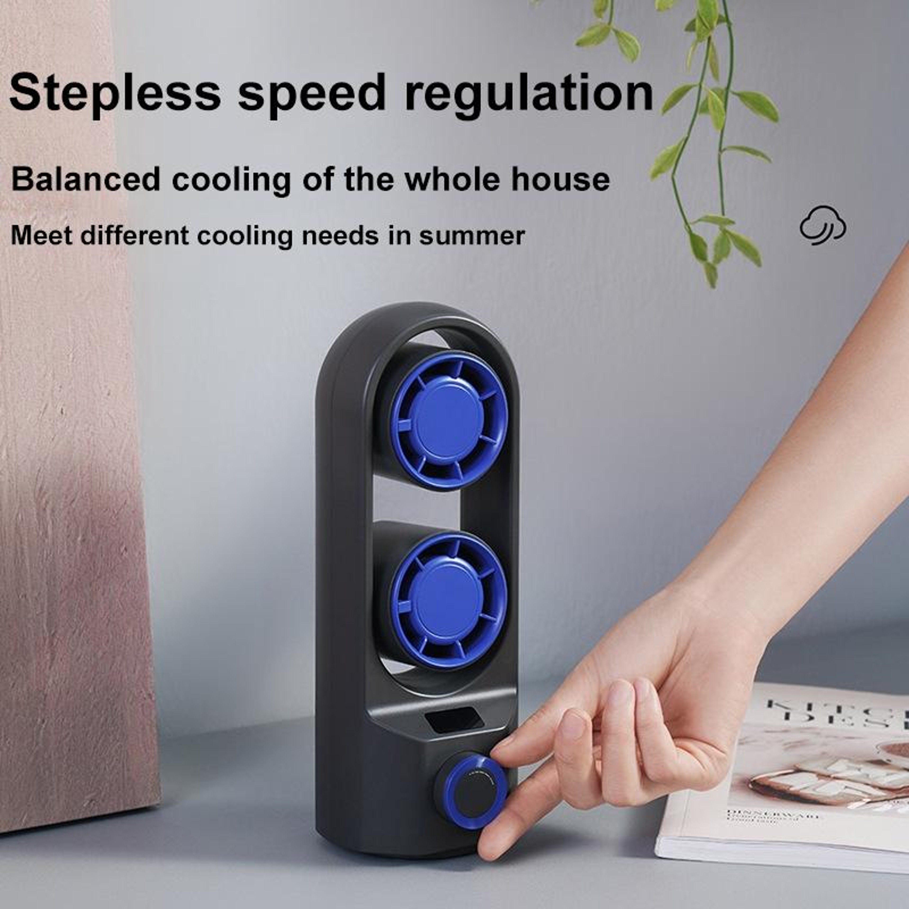 Smart Desk Tower Fan With Digital Display 100 Speed Rechargeable Oscillating Portable Cooling Fan 2