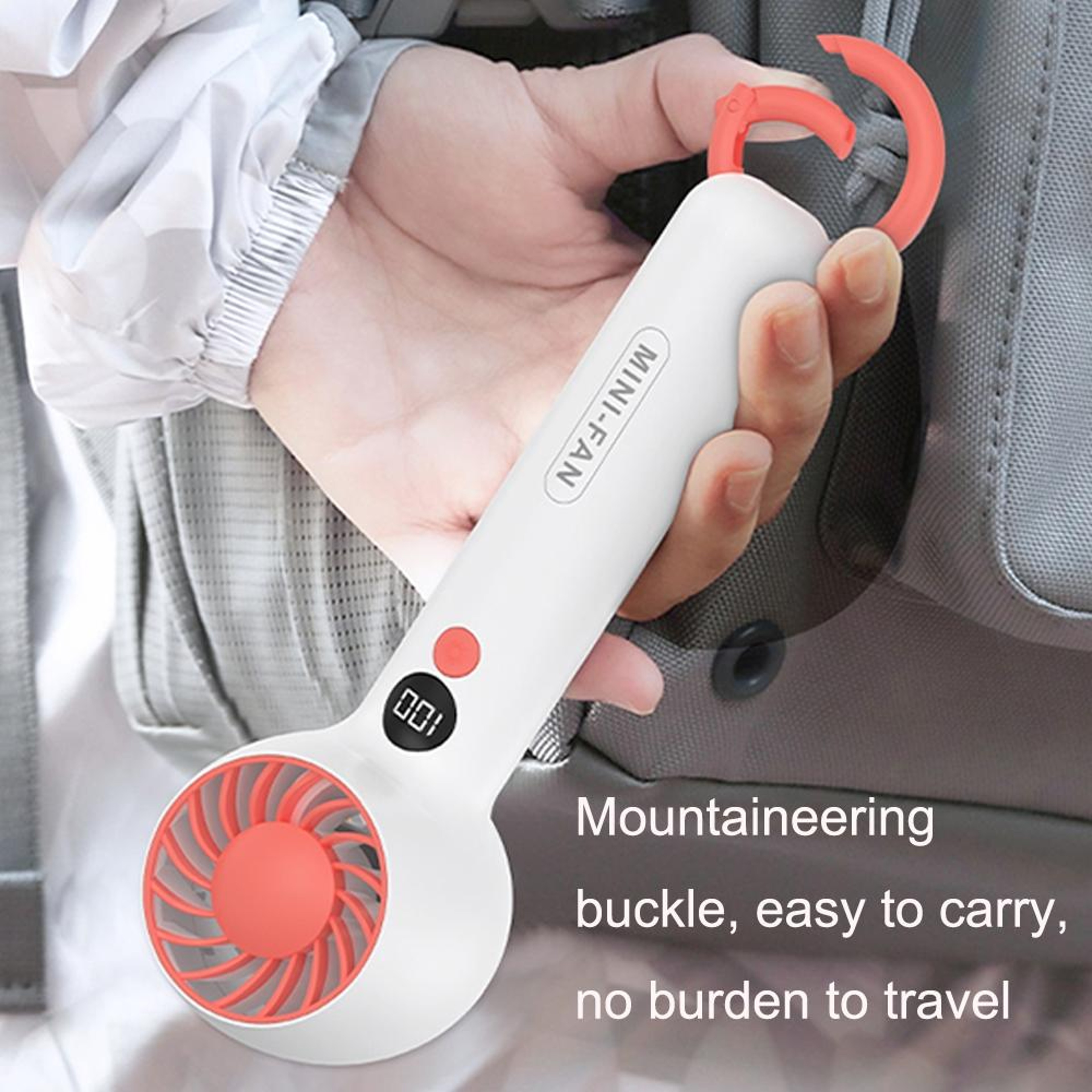 Portable Handheld Fan Mini USB Fan Rechargeable Personal Cooling Fan With Hook And 3 Speed Airflow 5