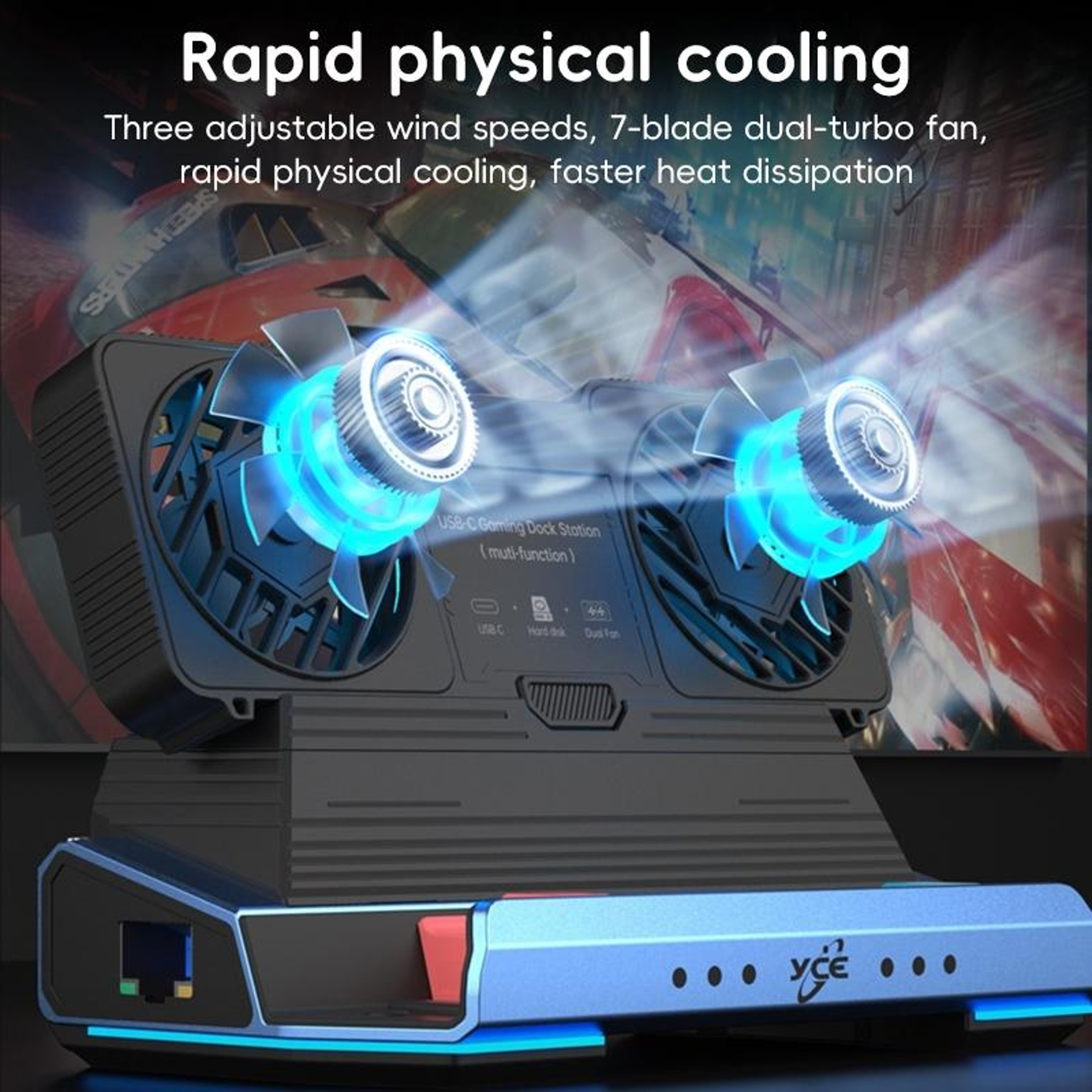 USB C Gaming Dock with Cooling Fan 4K HDMI PD Charging for Steam Deck ROG Ally Switch – view 7