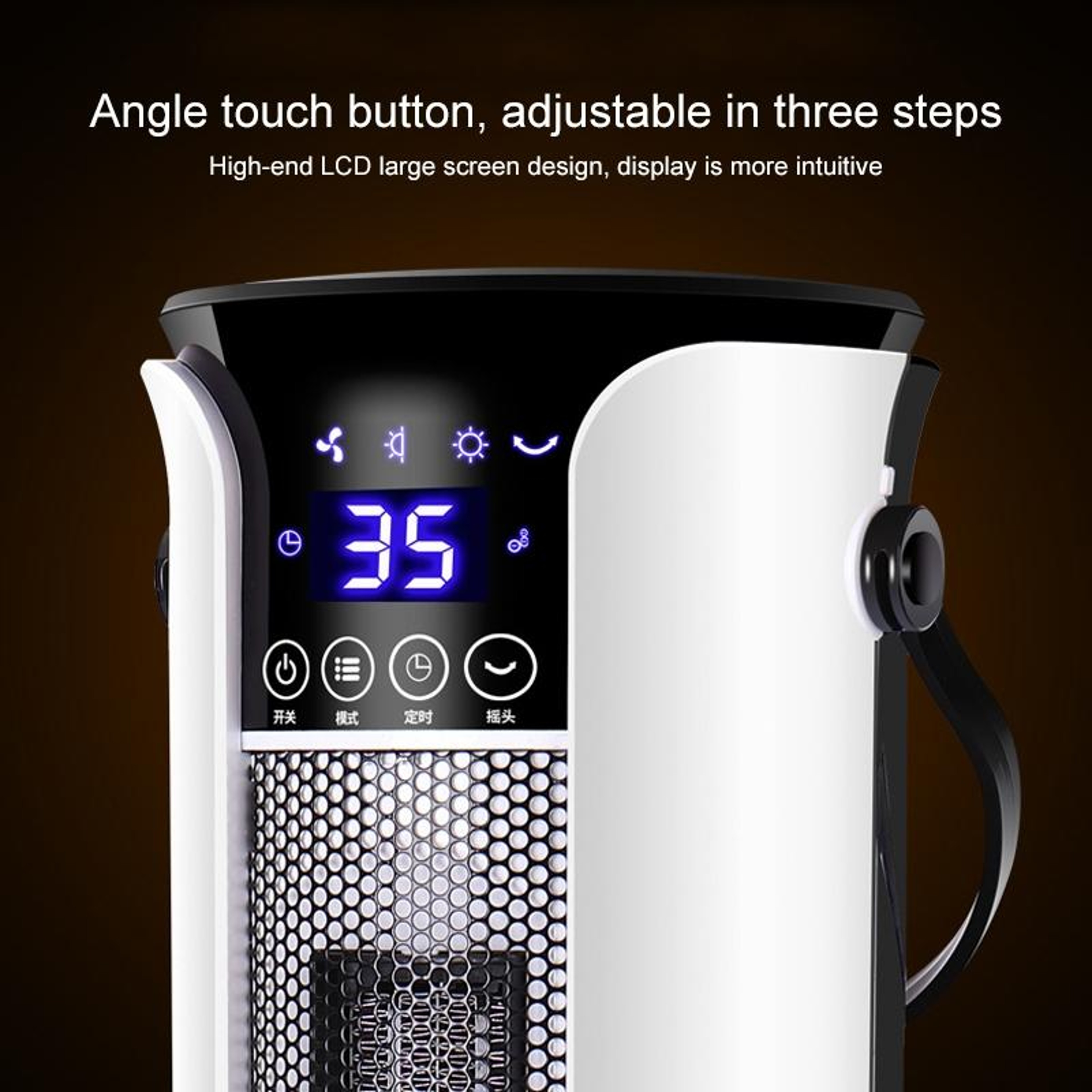 PTC Ceramic Heater Tower Fan Heater With Remote Control Oscillating Electric Space Heater 9