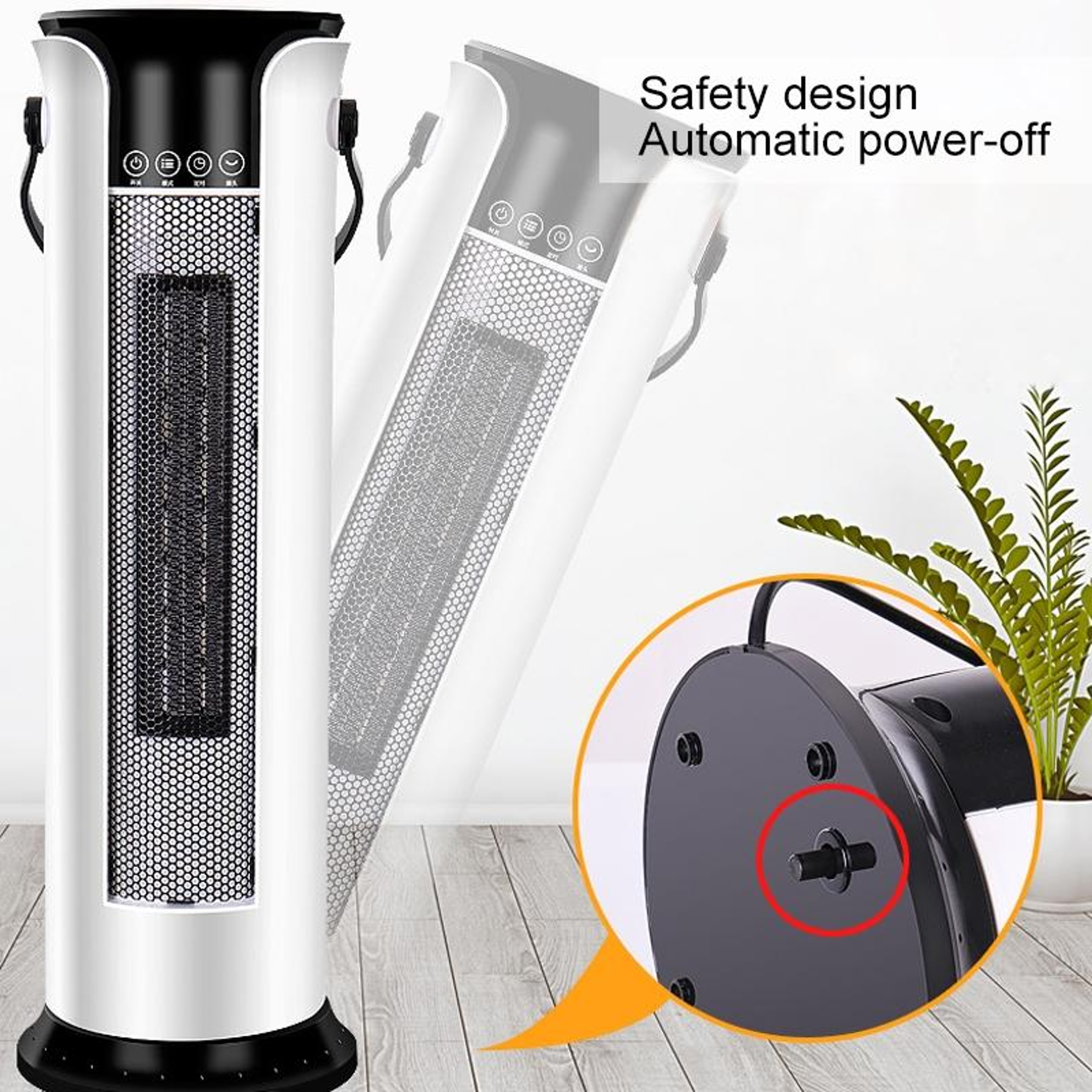 PTC Ceramic Heater Tower Fan Heater With Remote Control Oscillating Electric Space Heater 1