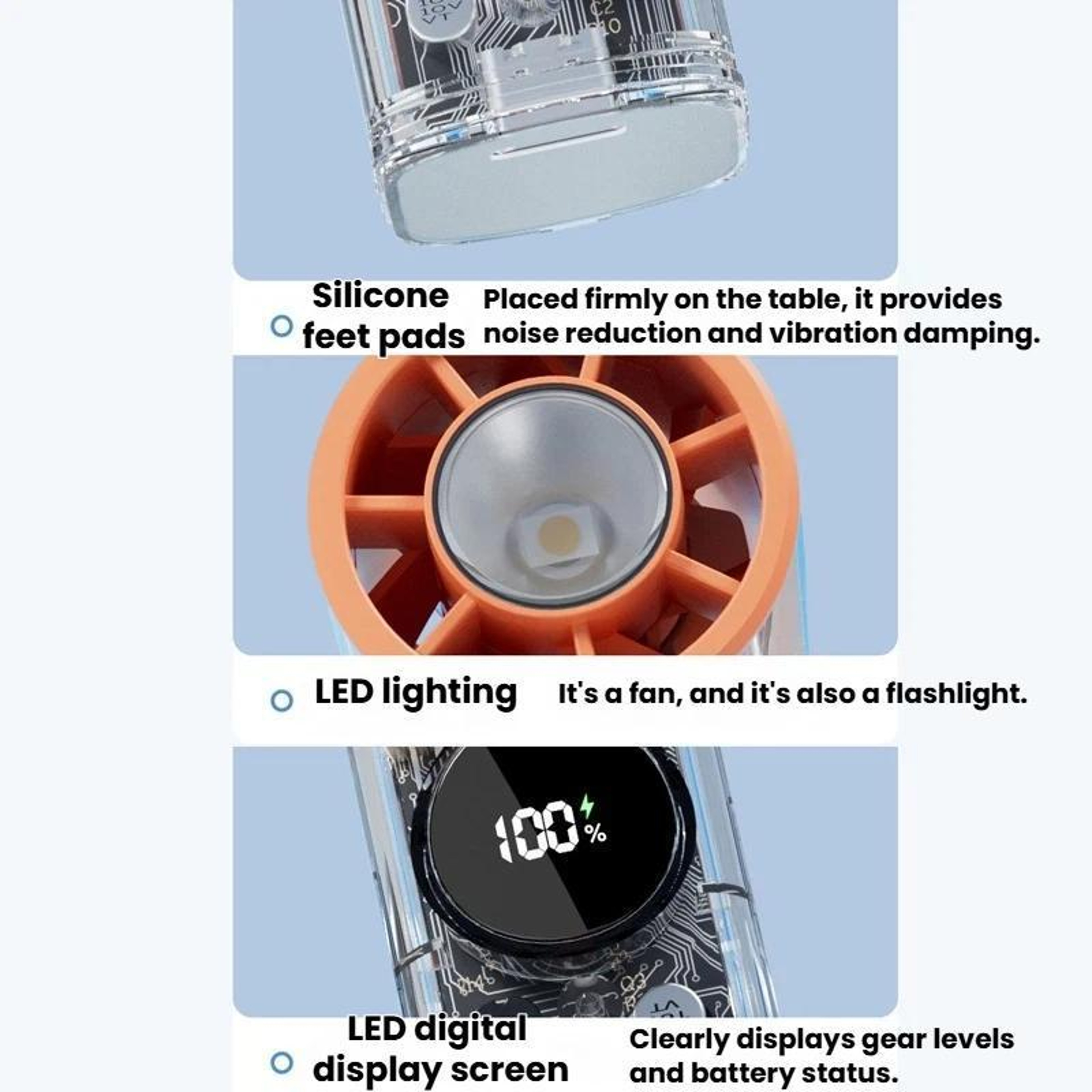 S8 High Speed Handheld Fan With Ice Cooling Digital Display Portable Rechargeable Fan 4