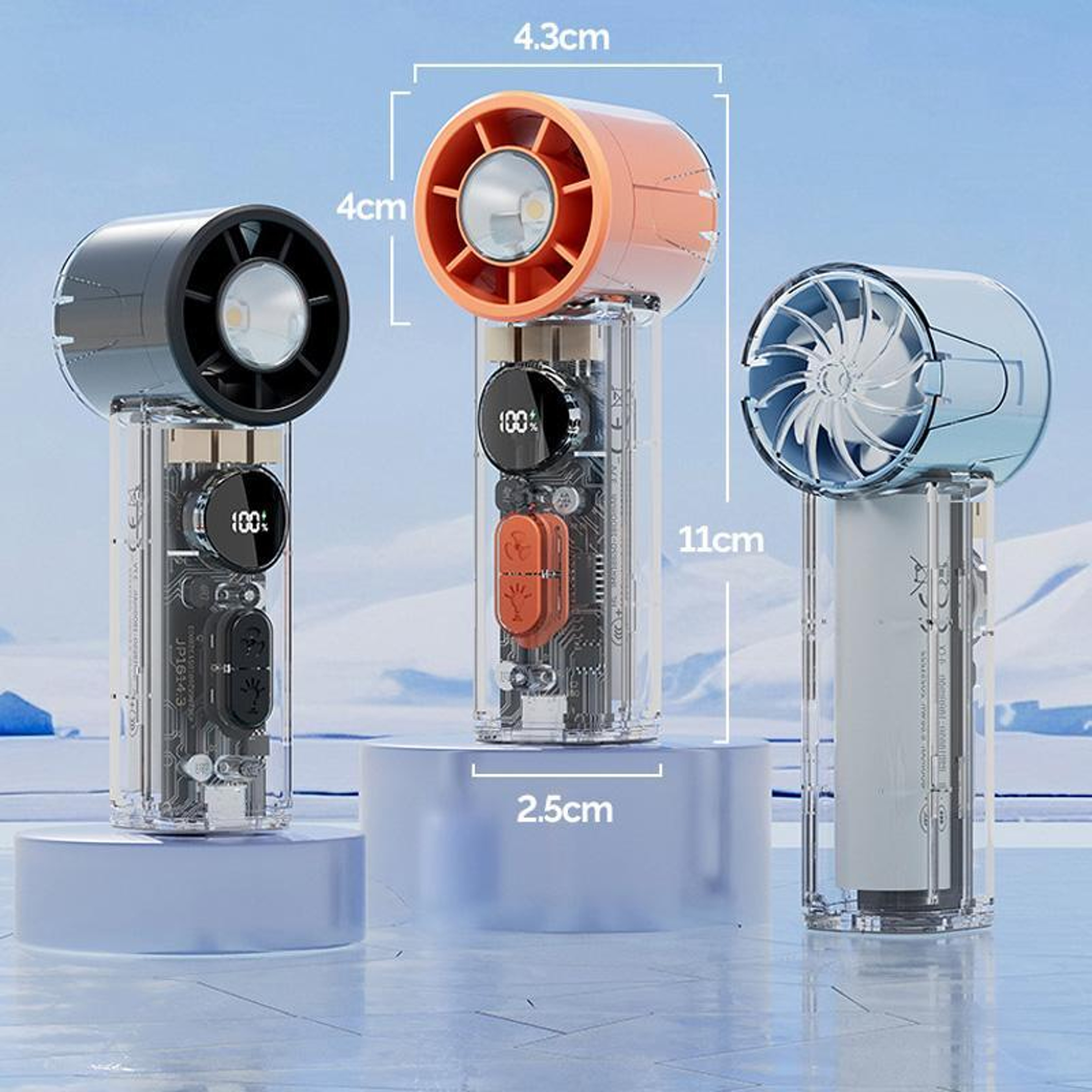 S8 High Speed Handheld Fan With Ice Cooling Digital Display Portable Rechargeable Fan 5