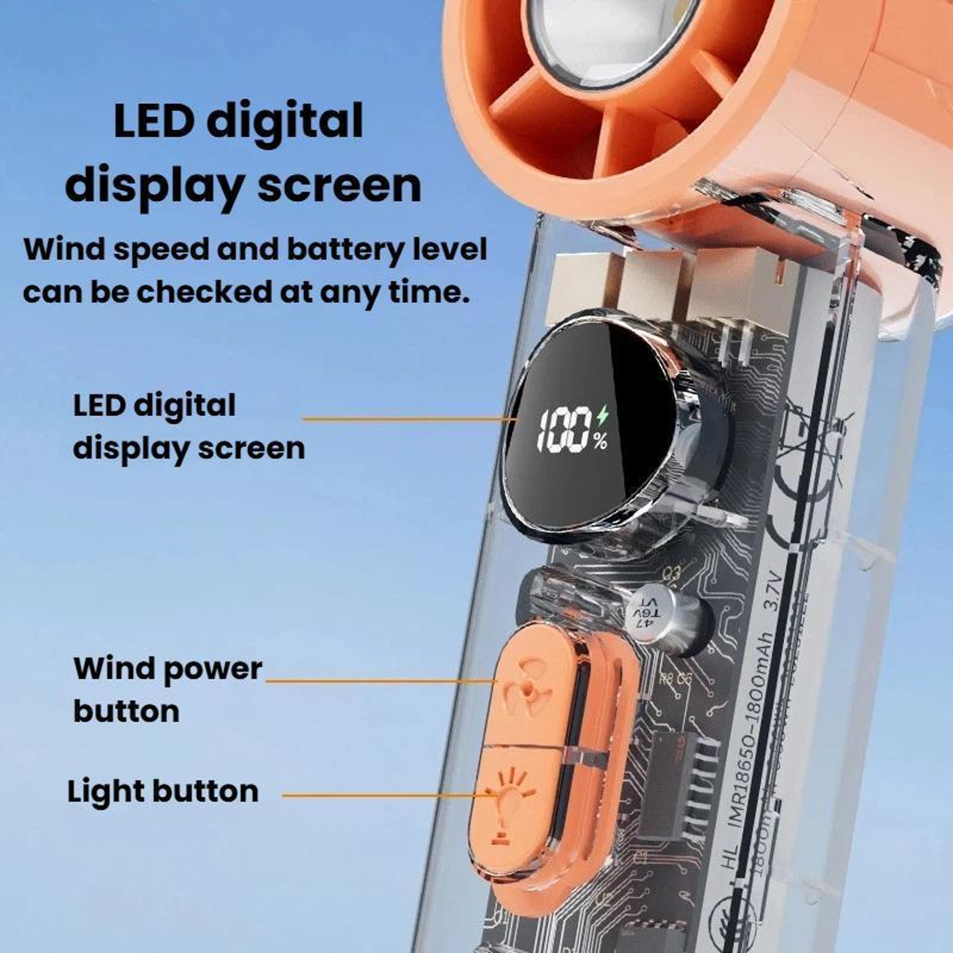 S8 High Speed Handheld Fan With Ice Cooling Digital Display Portable Rechargeable Fan 6