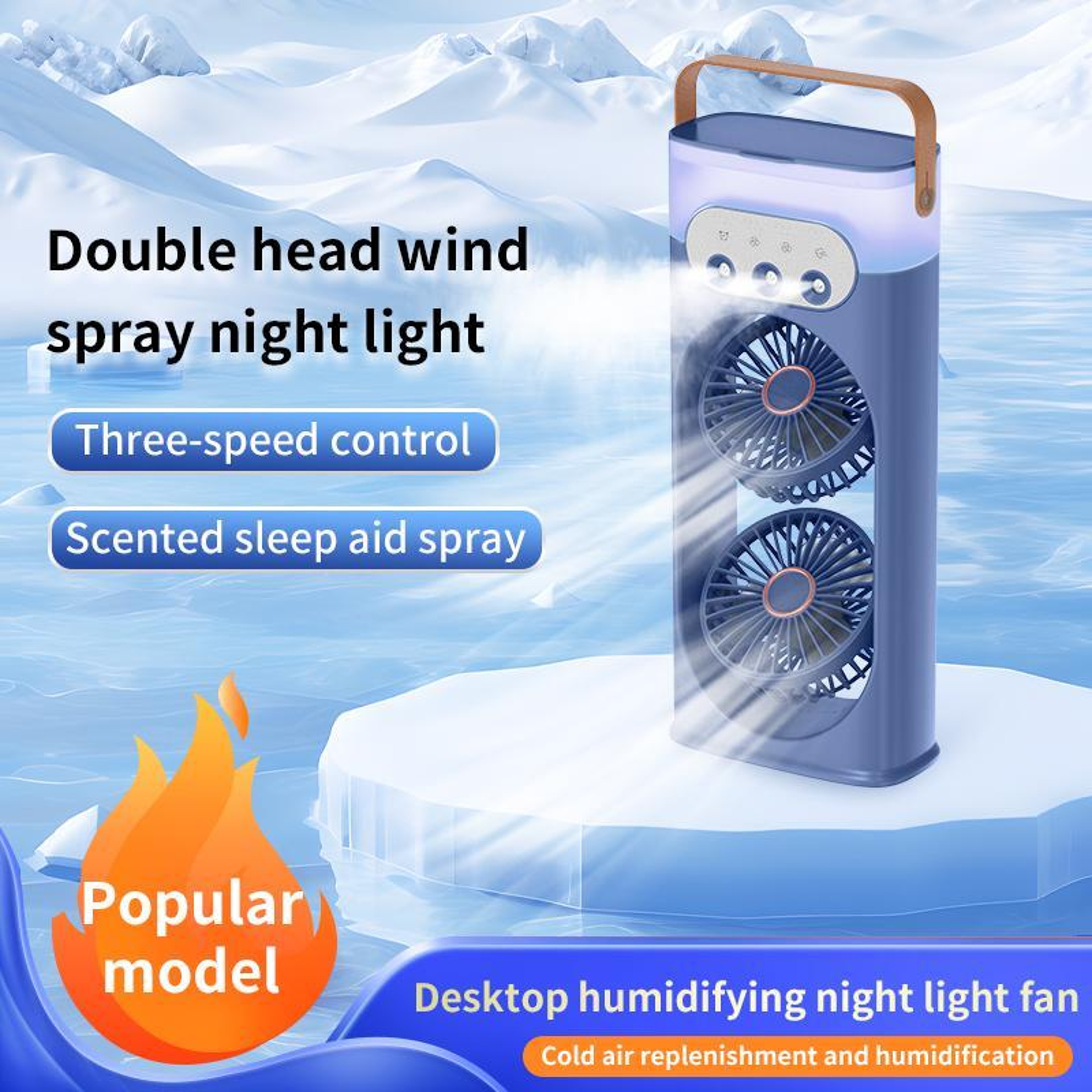 Dual Head Mist Fan With Portable Air Cooler And Humidifier For Powerful Personal Cooling 3
