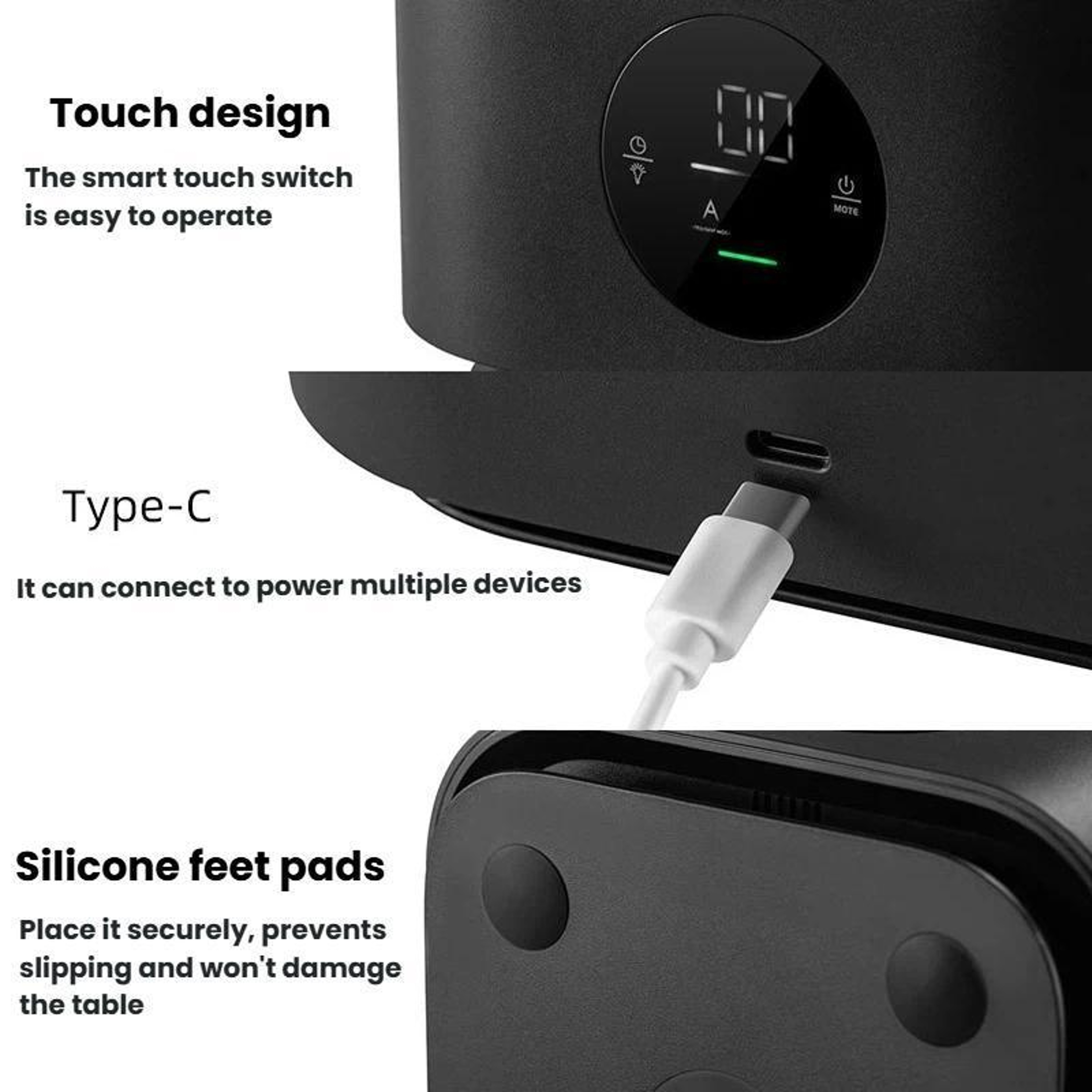 Mistless Humidifier Air Purifier with Intelligent Detection LED Night Light Type C – view 5
