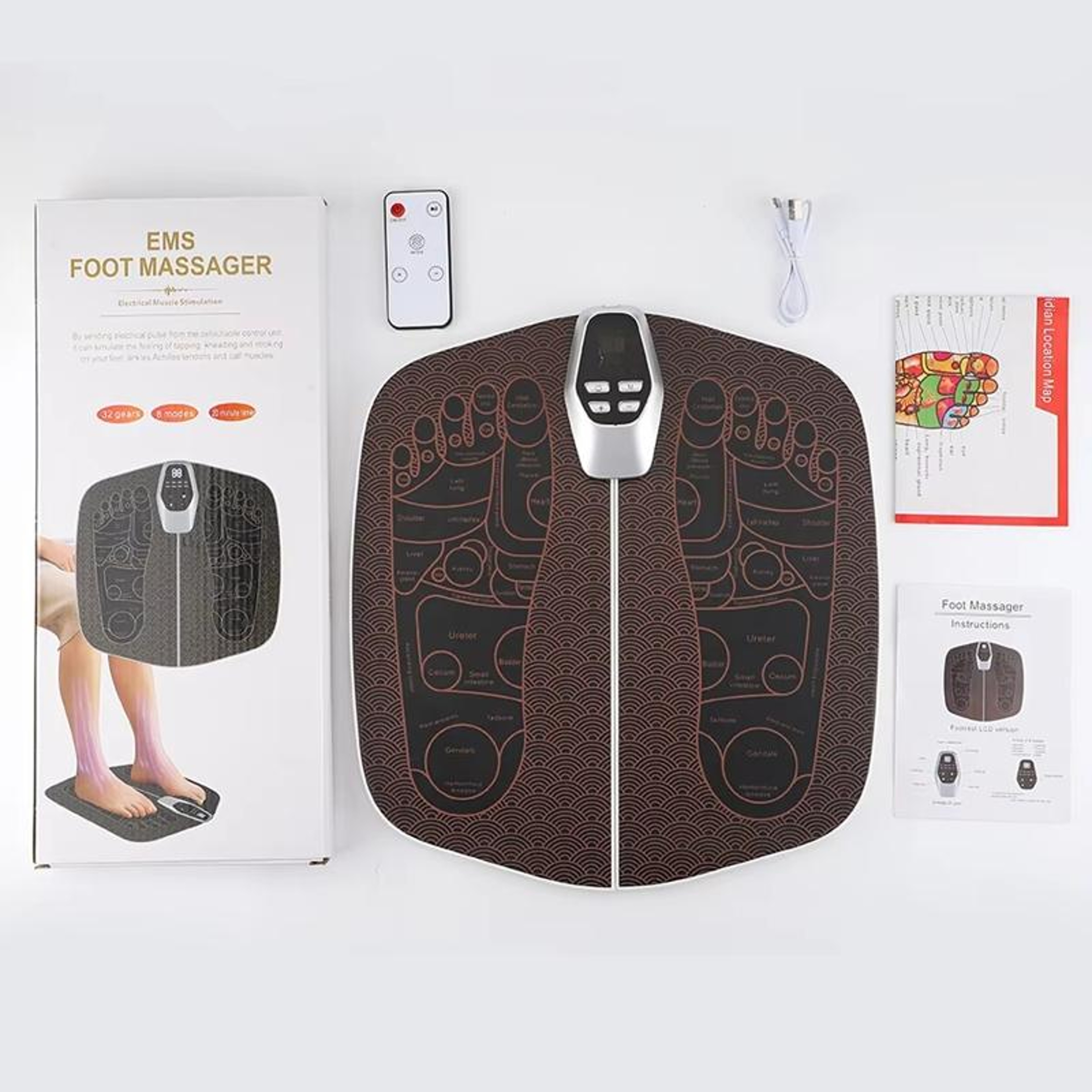 EMS Foot Massager Pad Foldable Foot Massage Mat With Remote Microcurrent Foot Massager 4