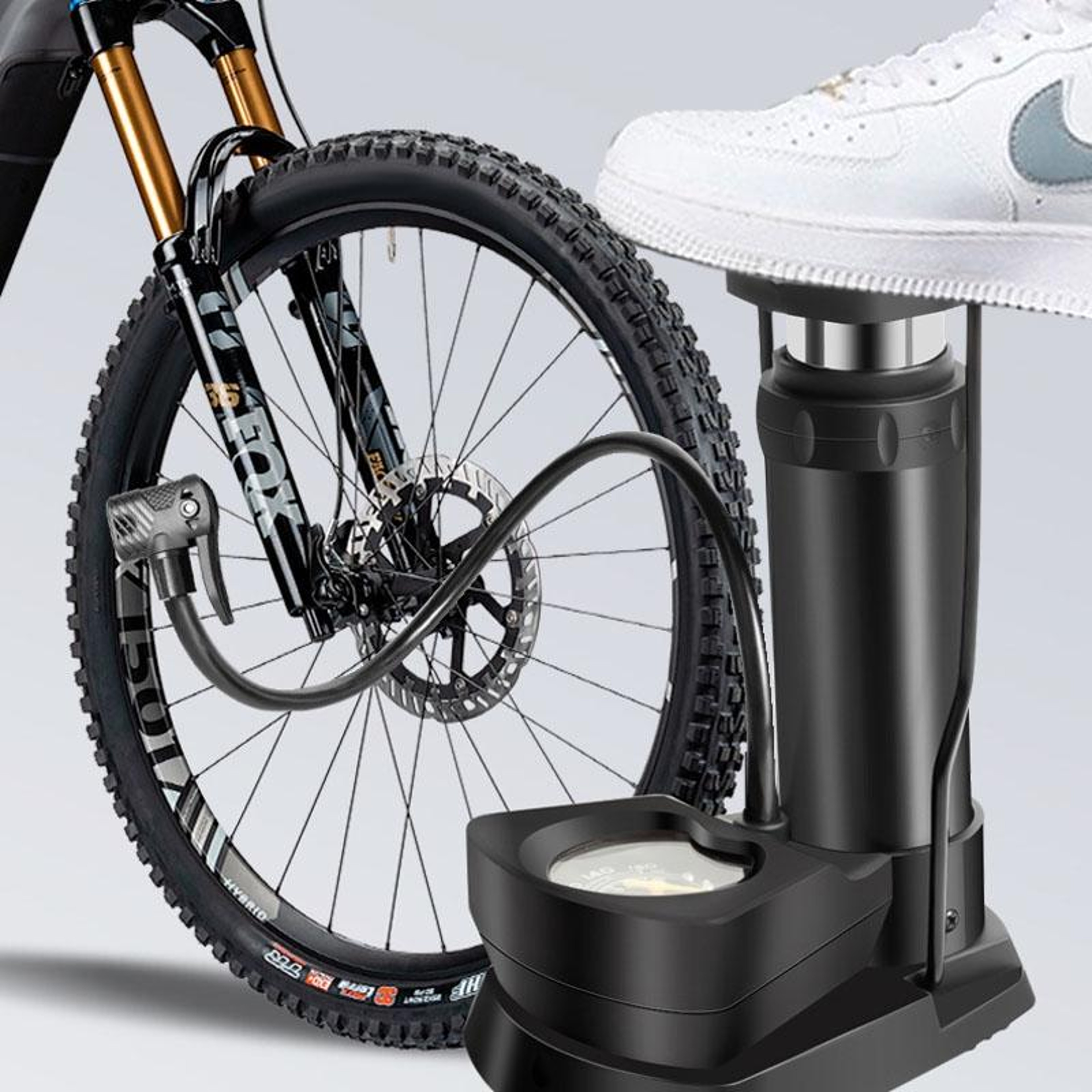Portable Foot Tire Pump with Pressure Gauge for Car Motorcycle Bicycle Universal Valve Inflator – view 2