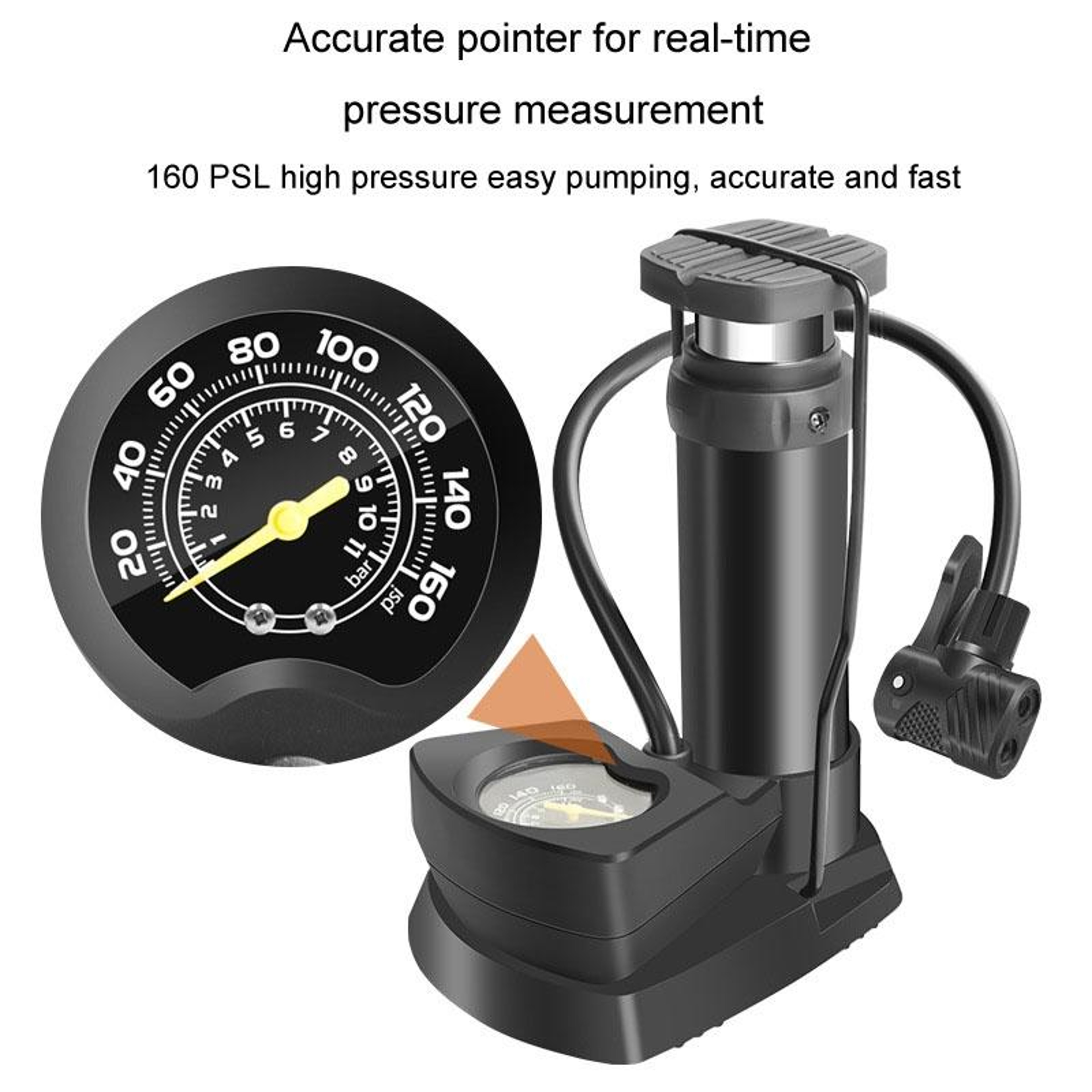 Portable Foot Tire Pump with Pressure Gauge for Car Motorcycle Bicycle Universal Valve Inflator – view 8