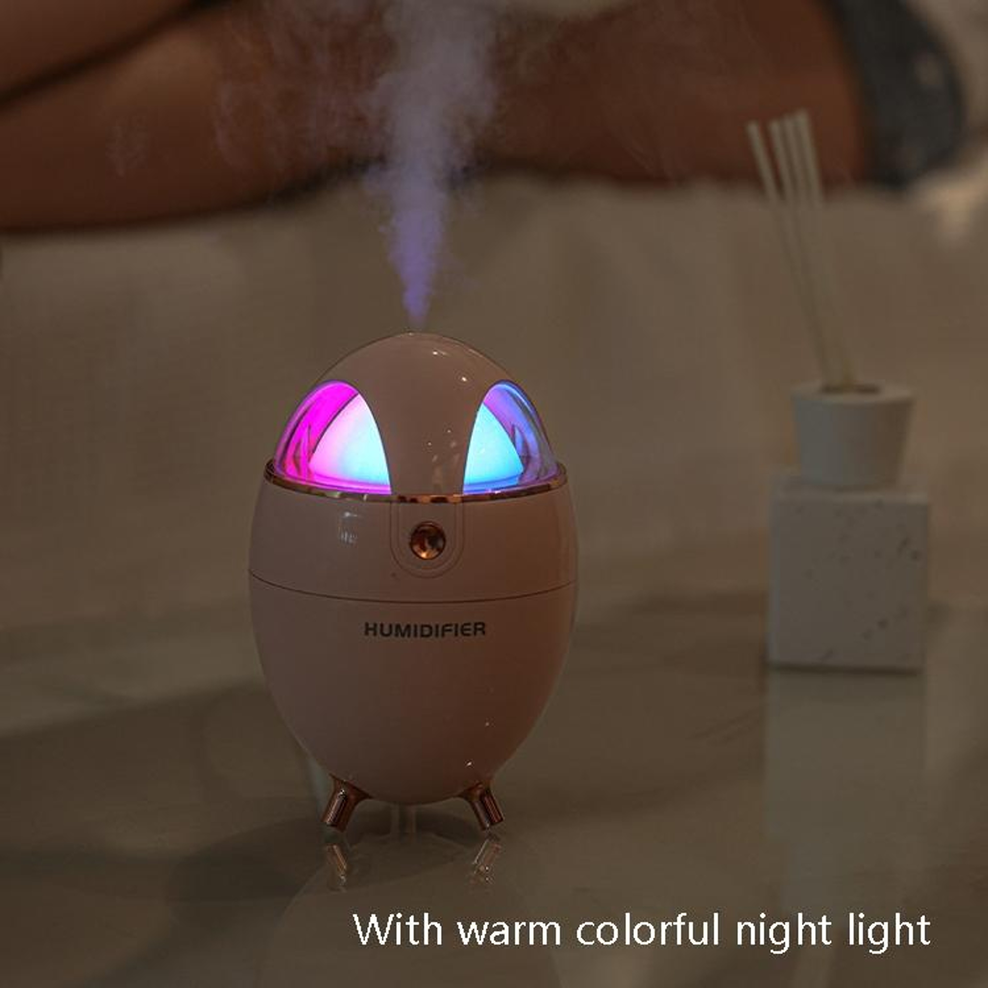 Mini USB Humidifier With Warm Night Light 350ml Cool Mist Bedroom Humidifier 5