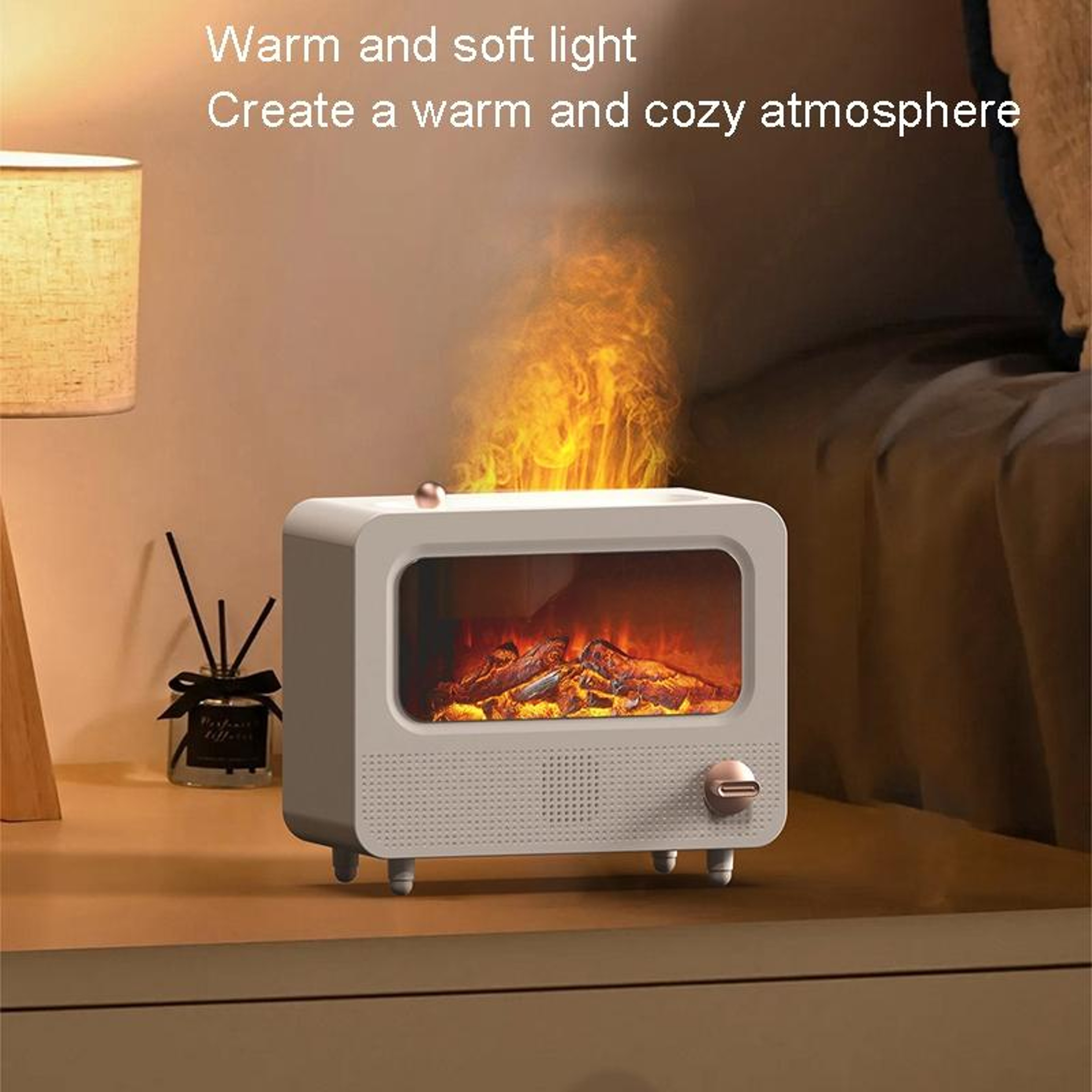 Flame Humidifier With White Noise USB Aromatherapy Diffuser Cool Mist Air Moisturizer 2