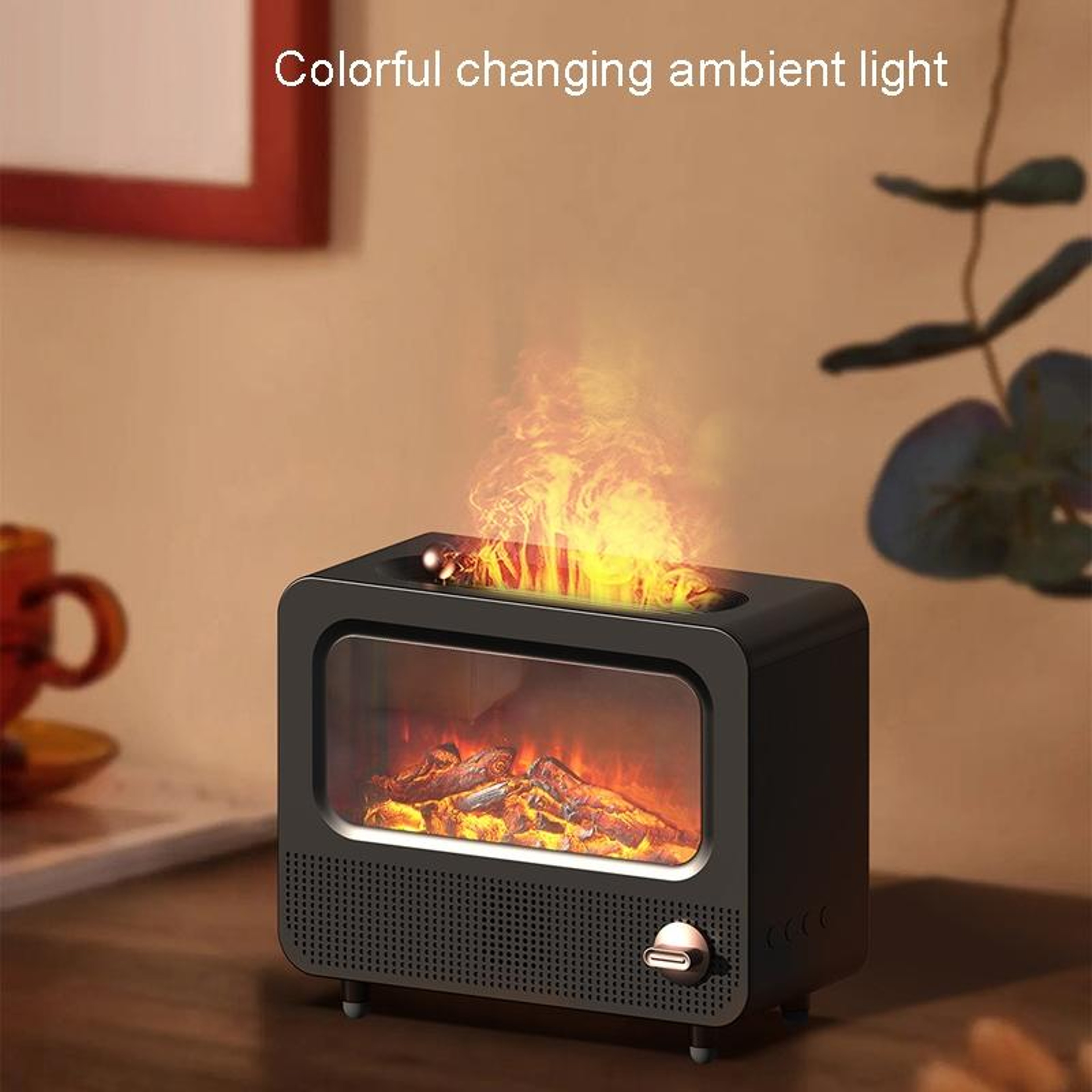 Flame Humidifier With White Noise USB Aromatherapy Diffuser Cool Mist Air Moisturizer 6