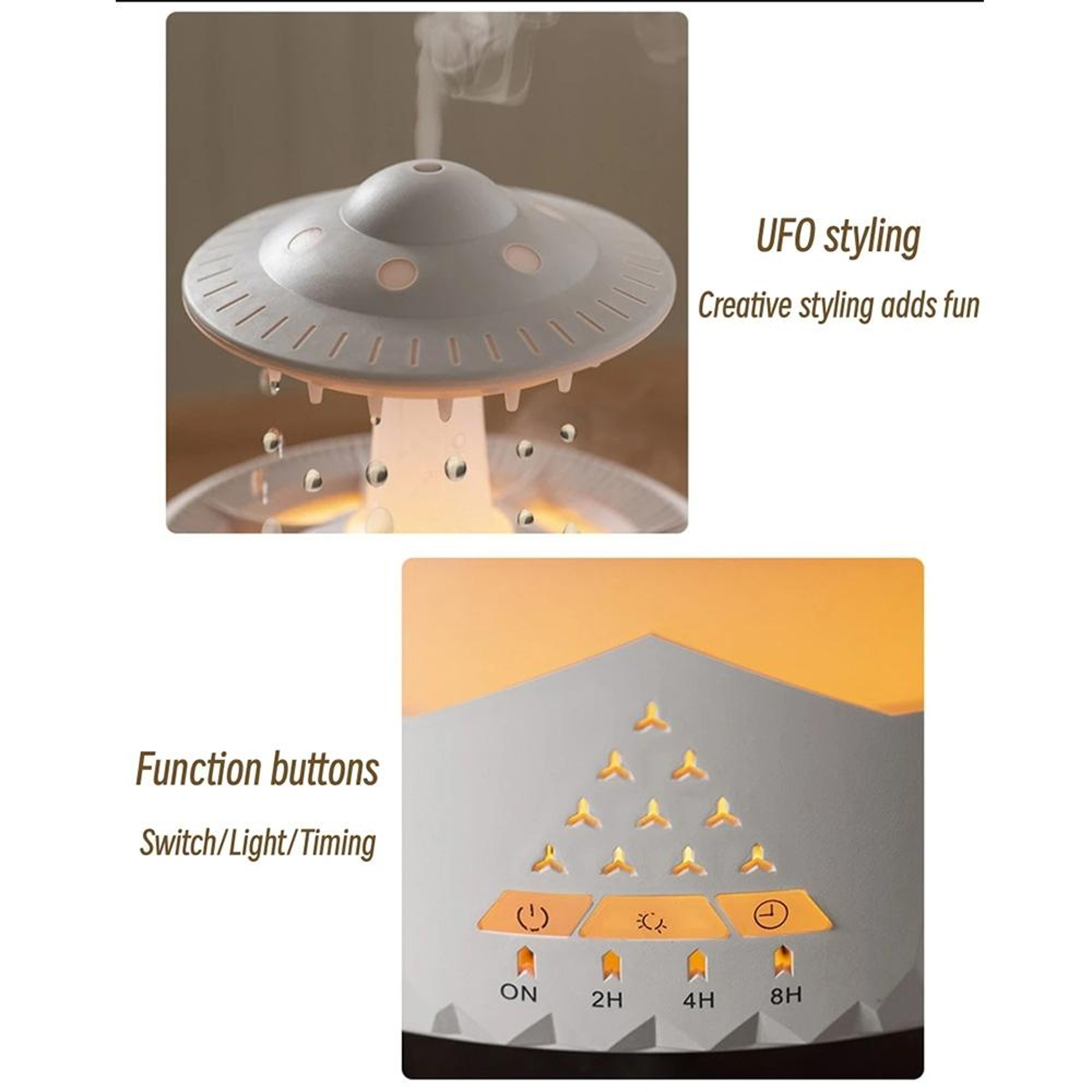 UFO Humidifier Remote Control Aromatherapy Diffuser With Rain Cloud Effect LED Night Light 5