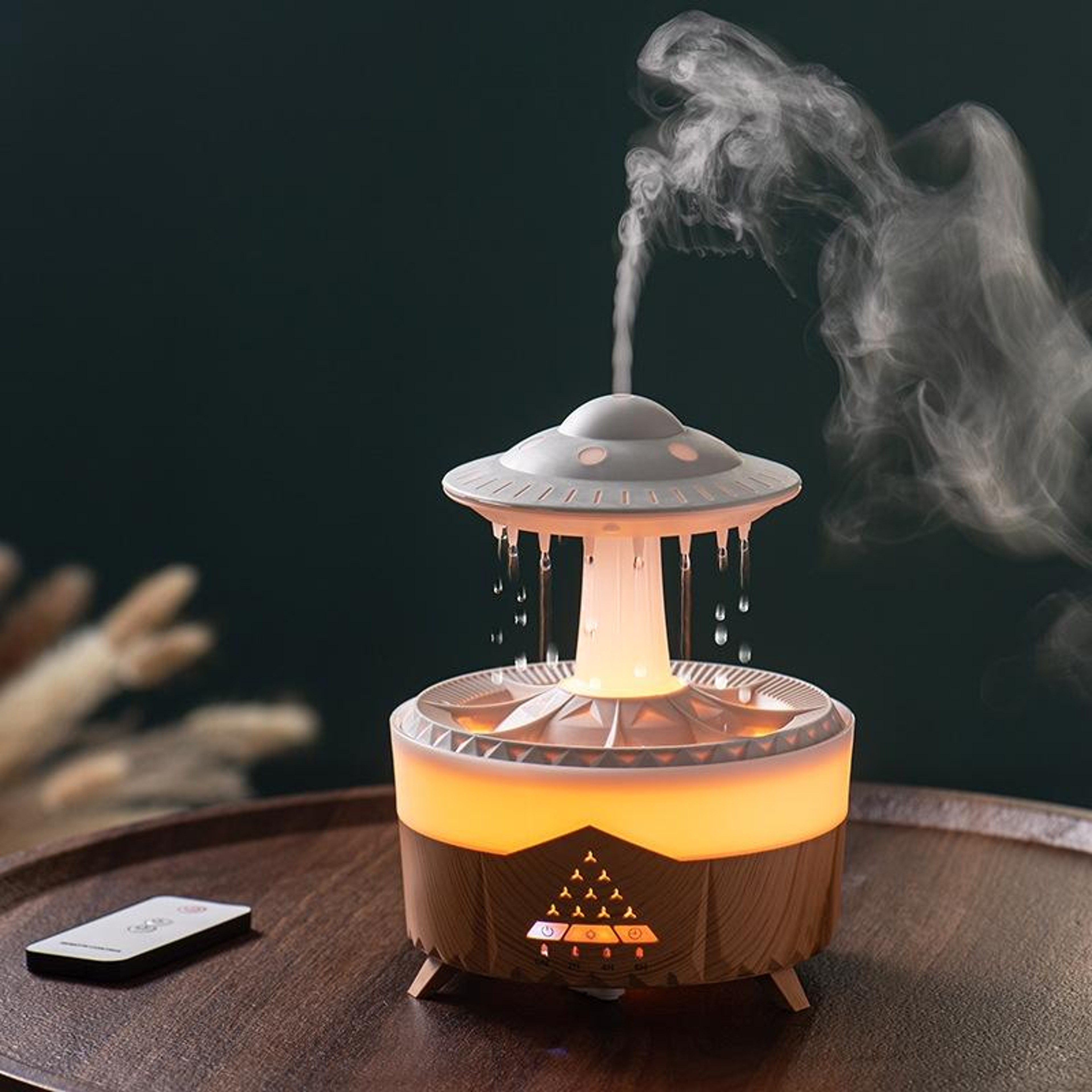 UFO Humidifier Remote Control Aromatherapy Diffuser With Rain Cloud Effect LED Night Light 12