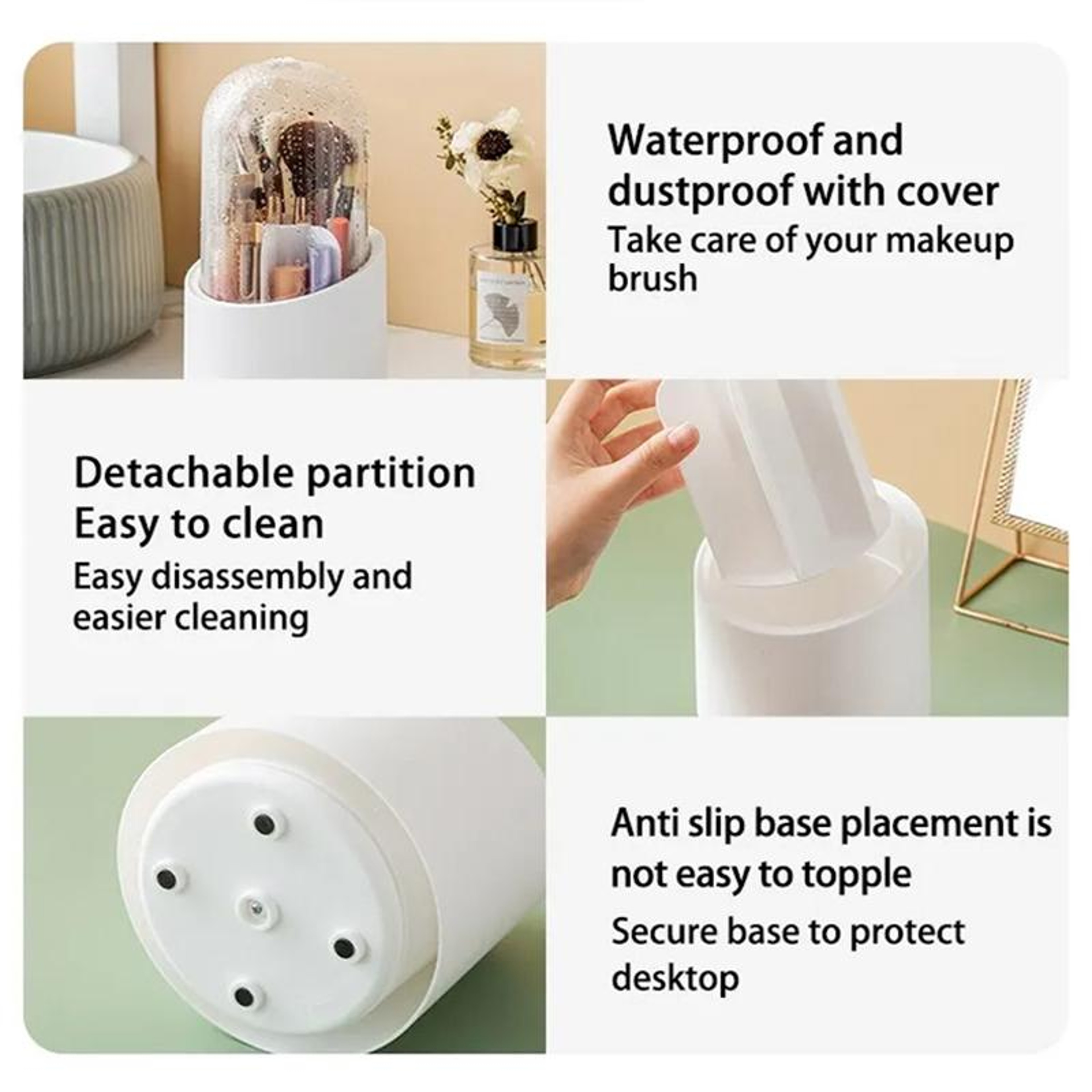 Transparent Makeup Brush Organizer With 360 Rotation Dustproof Cosmetic Storage Box 3