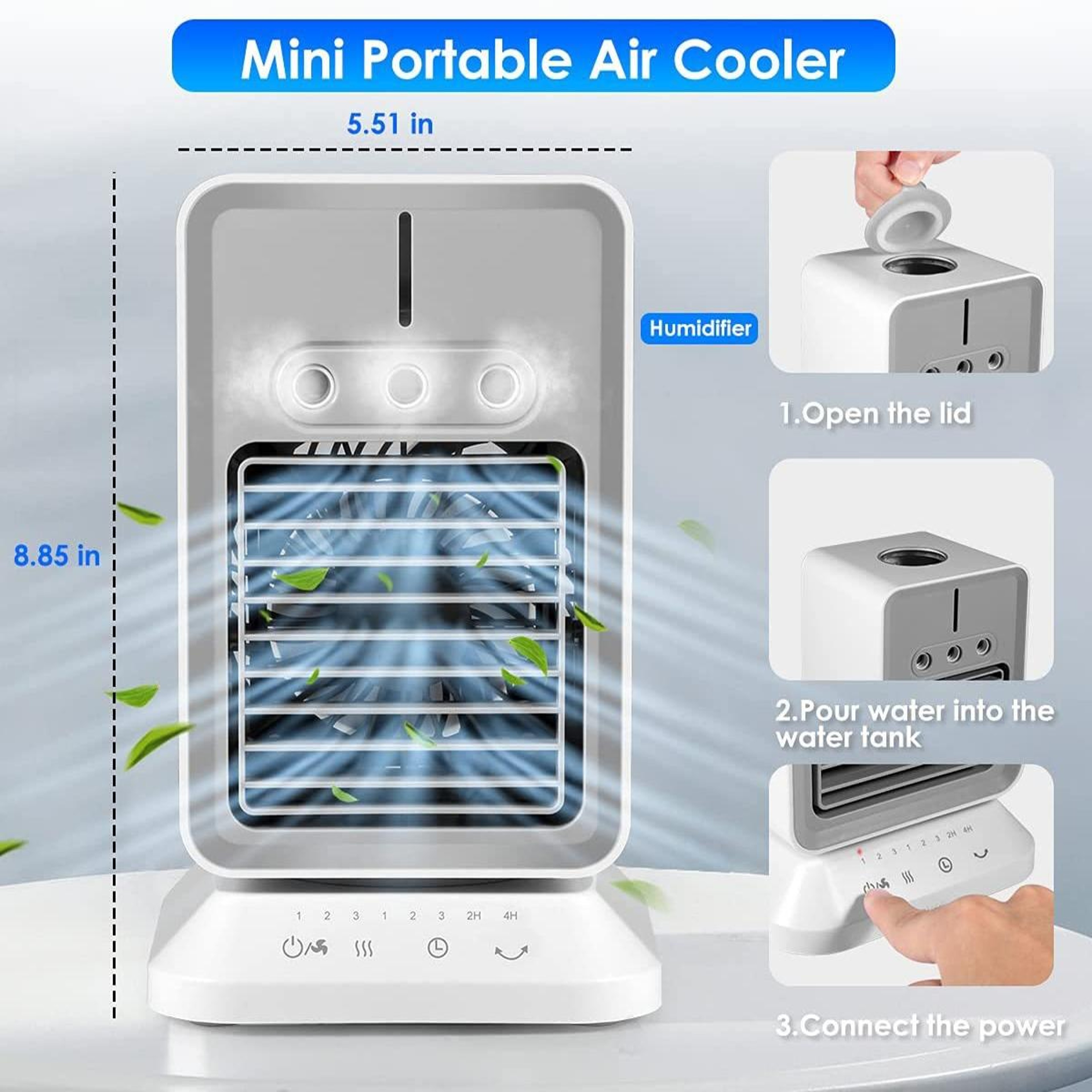 Portable Air Conditioner Fan USB Cooling Fan Mini Humidifier Fan With 3 Speeds And Ice Cooling 2600 2