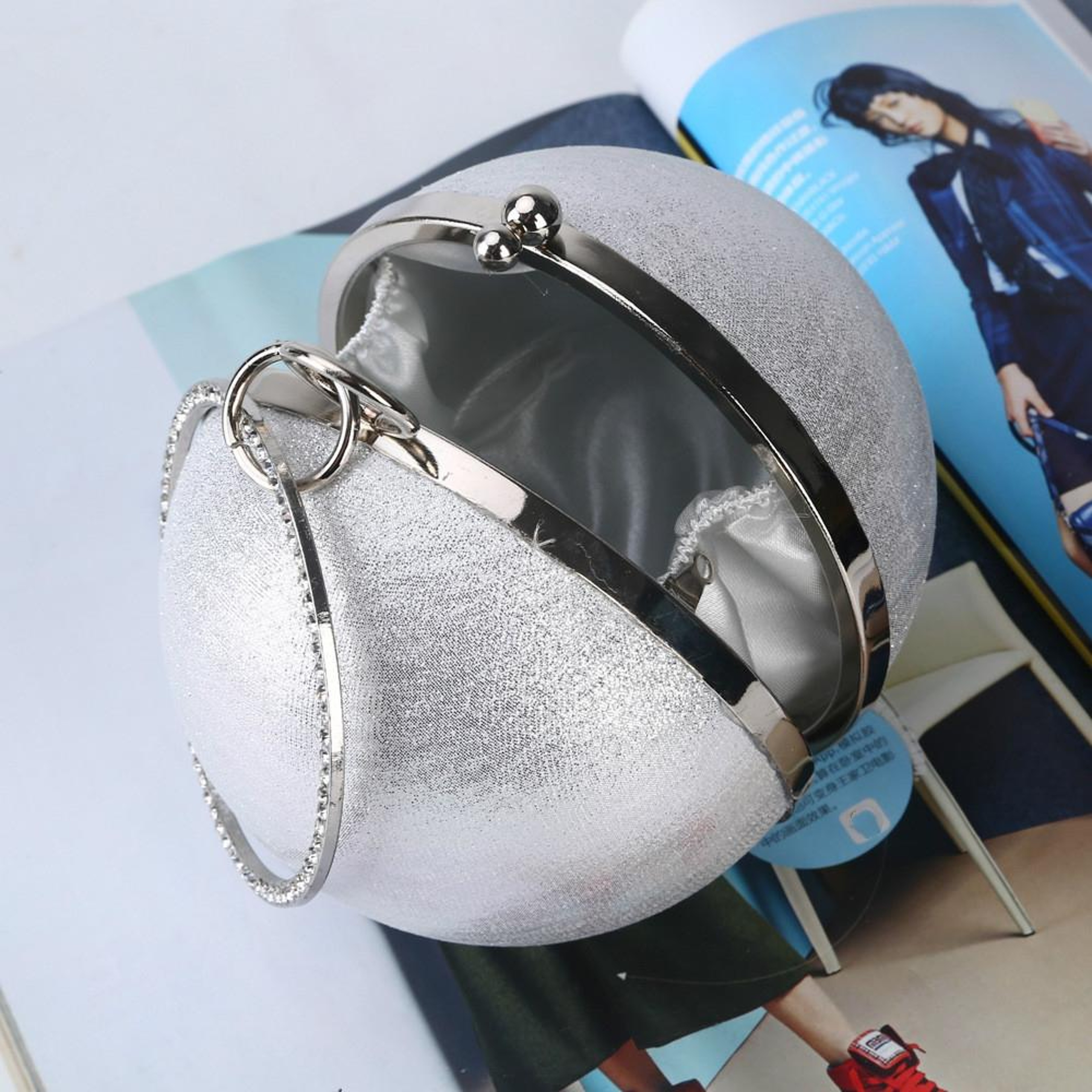 Round Ball Evening Clutch Bag for Women with Detachable Chain PU Party Purse – view 3