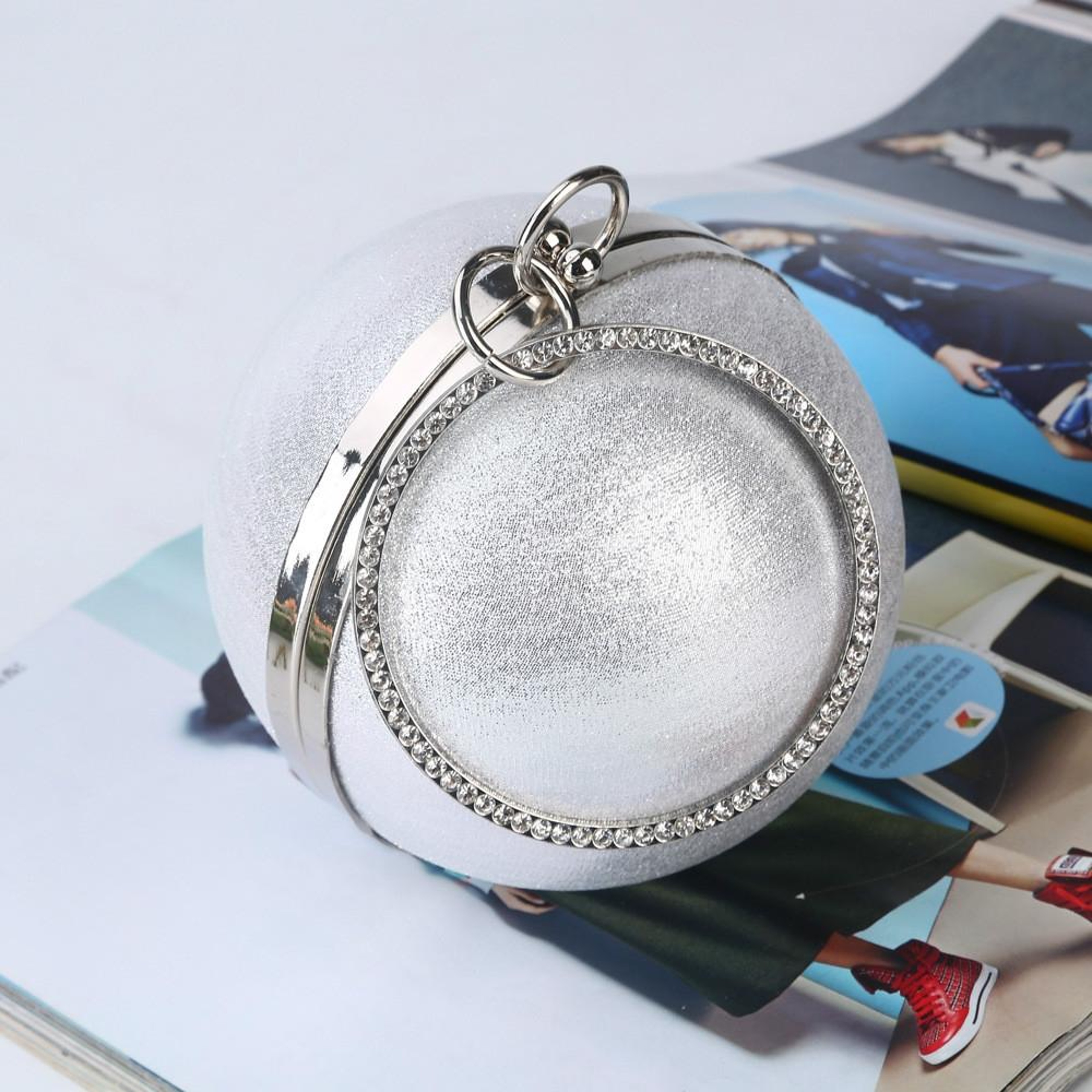 Round Ball Evening Clutch Bag for Women with Detachable Chain PU Party Purse – view 4
