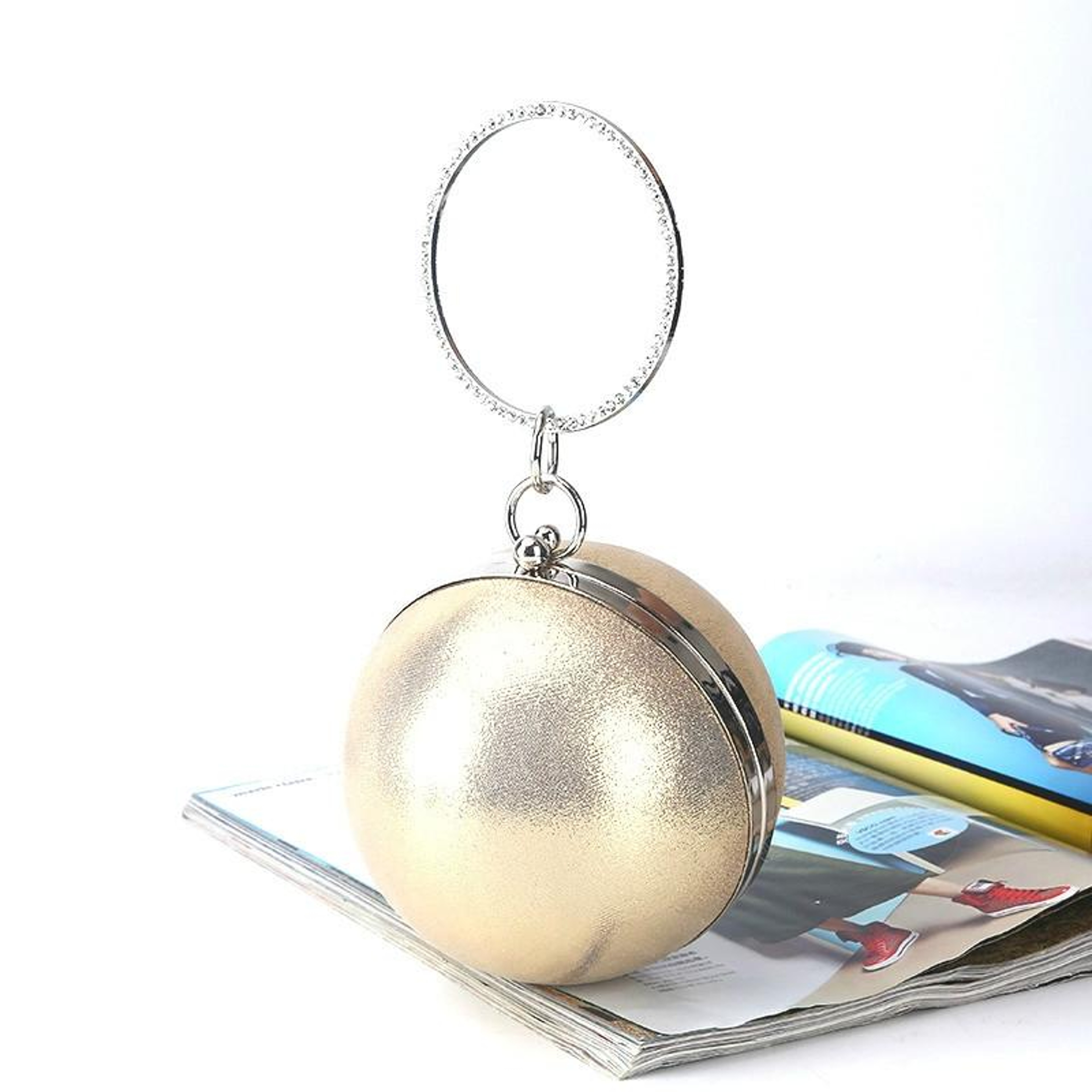 Round Ball Evening Clutch Bag for Women with Detachable Chain PU Party Purse – view 8