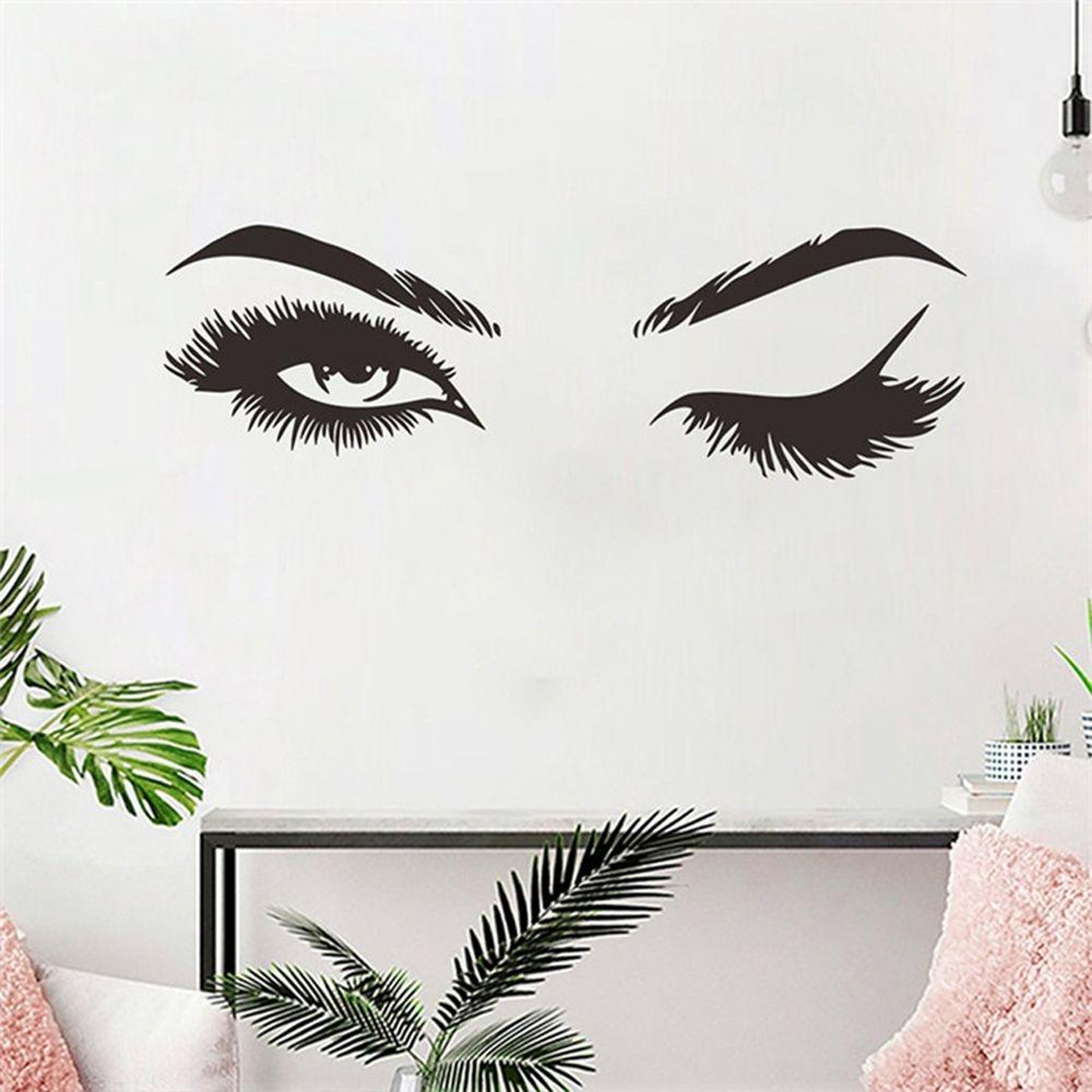 Beauty Salon Wall Sticker Set Modern Eyebrow Wall Decal PVC Makeup Studio Decor 2 Pack 1