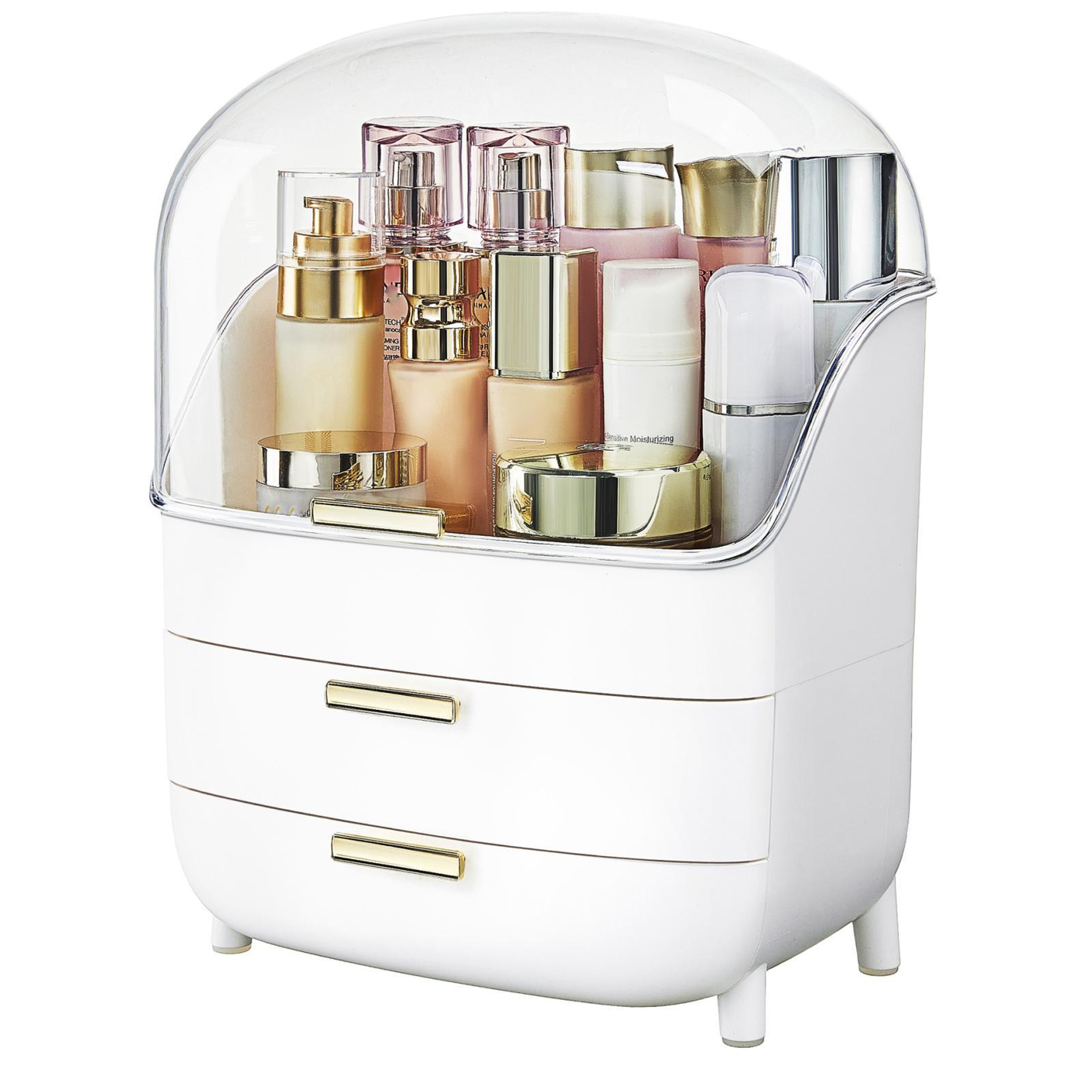3 Tier Makeup Organizer Cosmetic Storage Box With Drawers And Dustproof Lid For Vanity Desktop 6