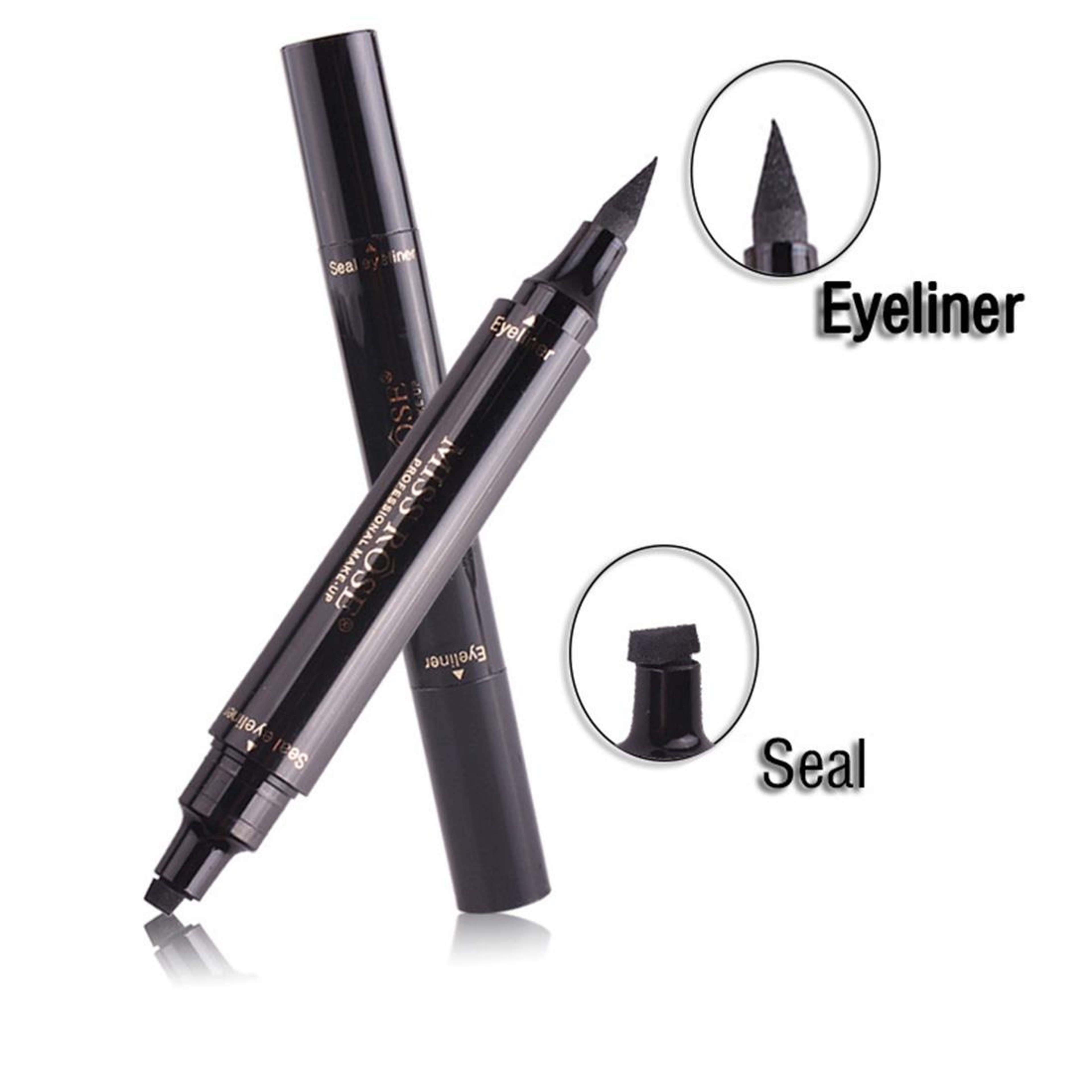 2 In 1 Waterproof Eyeliner Winged Eyeliner Stamp Dual Head Quick Dry Smudge Proof Black Pen 4
