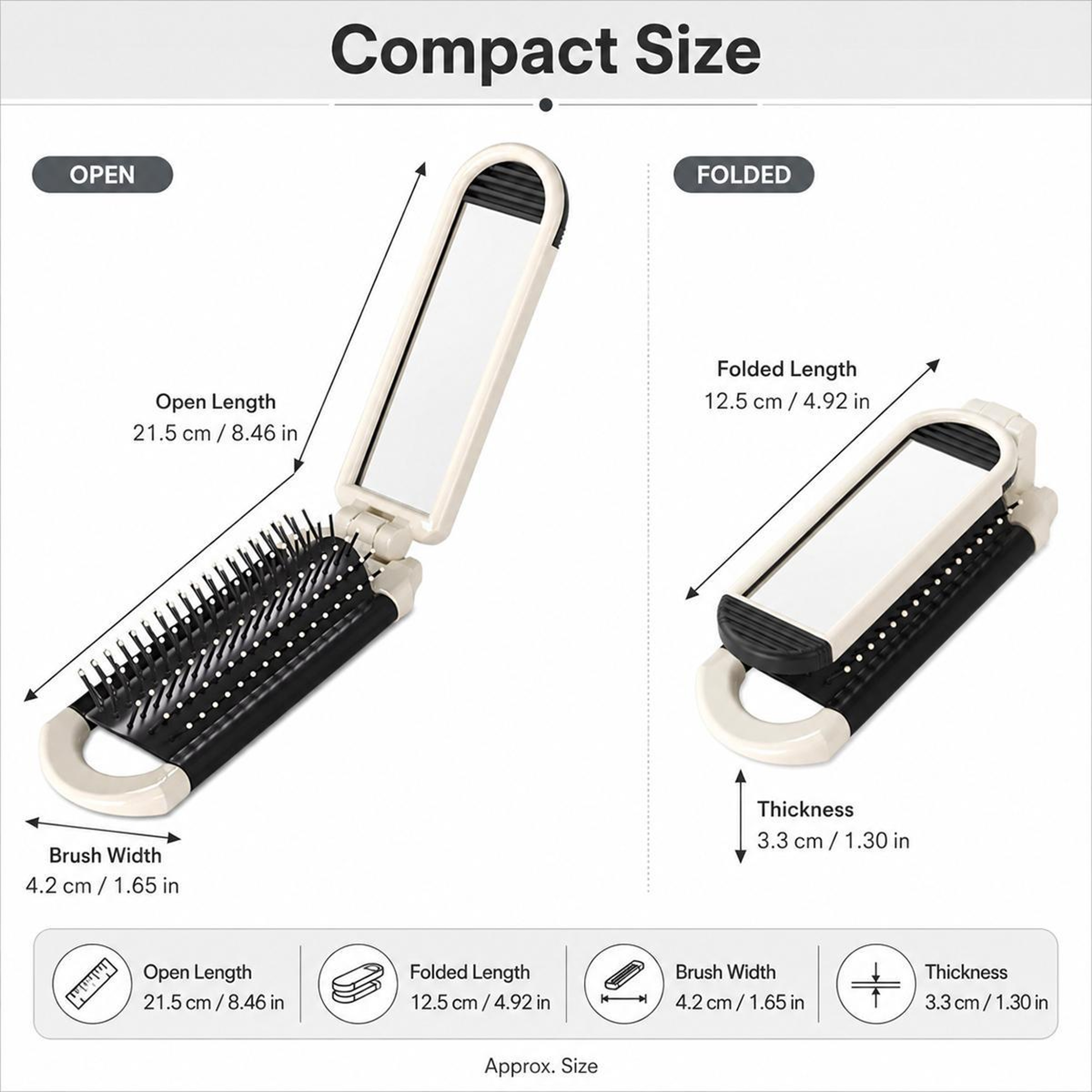 Portable Travel Hair Brush With Mirror Folding Air Cushion Scalp Massage Brush For Purse And Travel 2