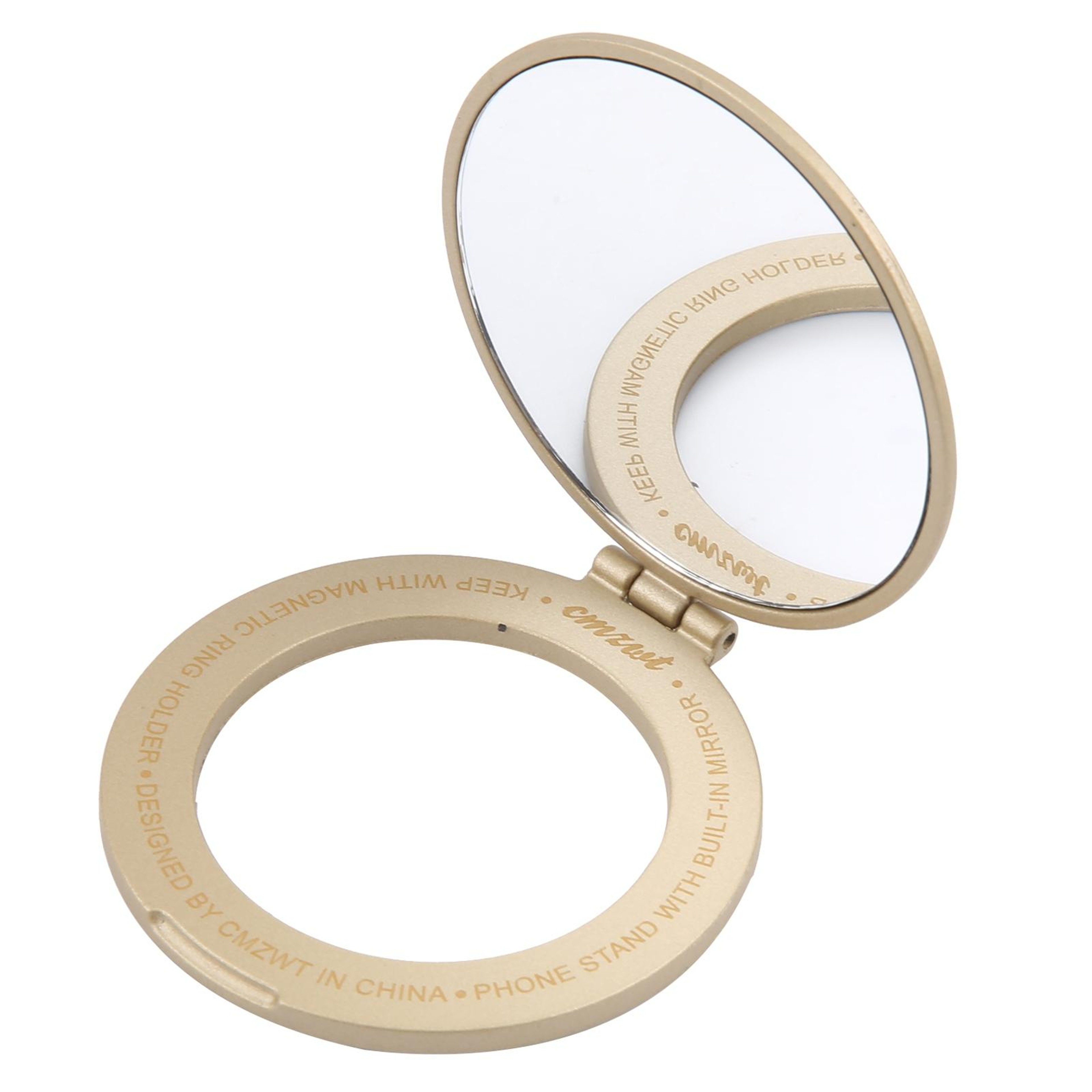 Magnetic Phone Ring Holder With Mirror Foldable Phone Ring Stand Wireless Charging Compatible 1