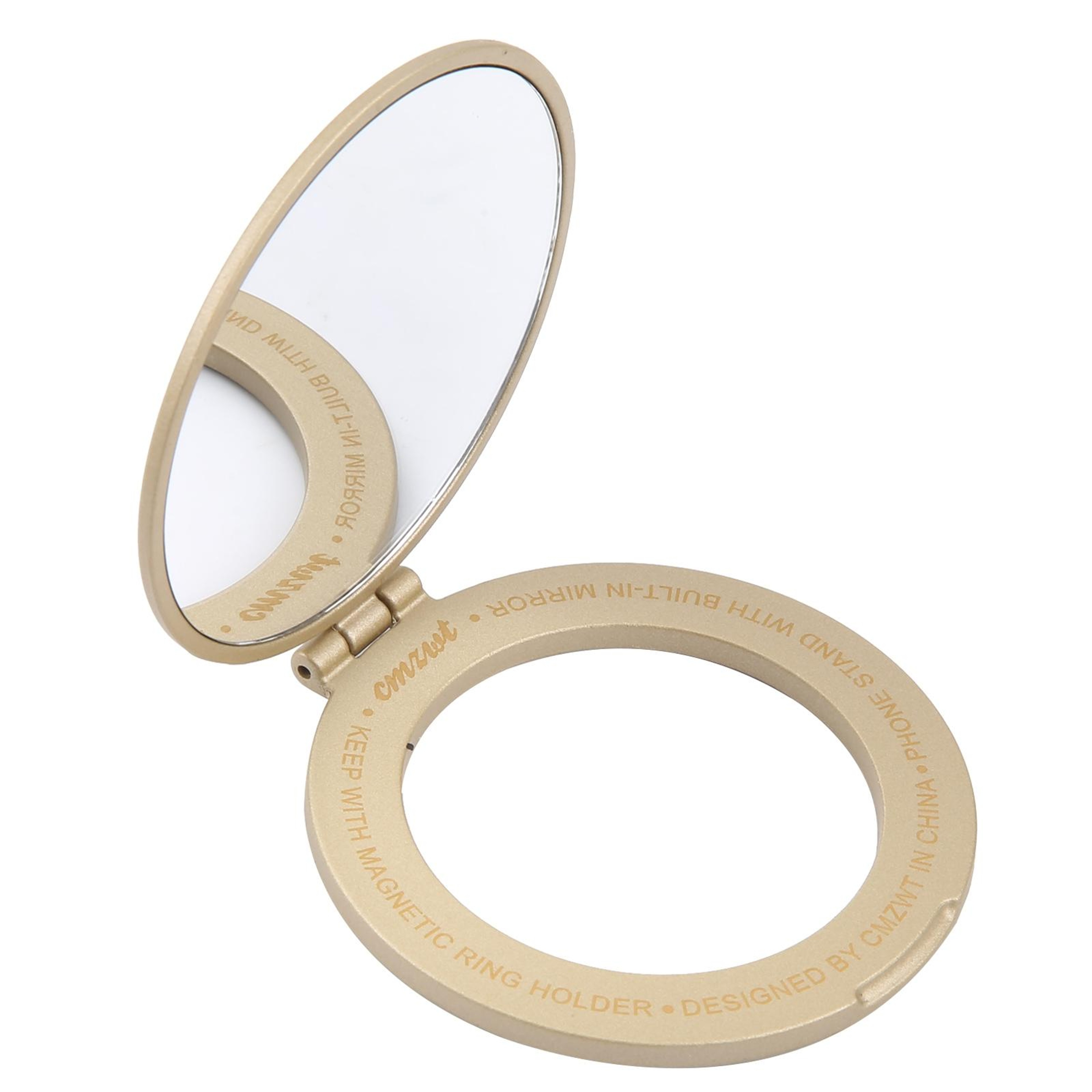 Magnetic Phone Ring Holder With Mirror Foldable Phone Ring Stand Wireless Charging Compatible 2