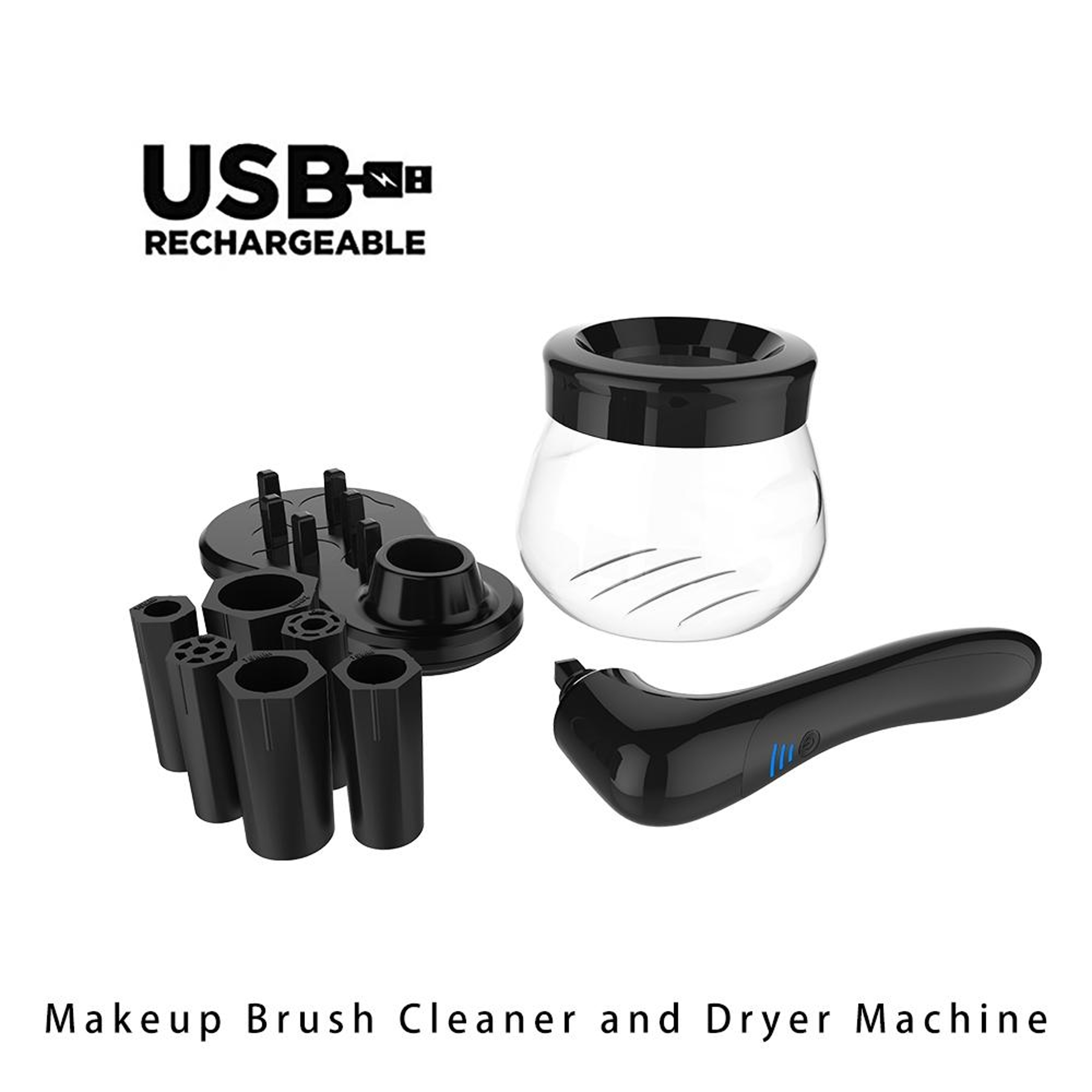 USB Rechargeable Makeup Brush Cleaner Automatic Brush Cleaning Machine with Fast Drying Base – view 3