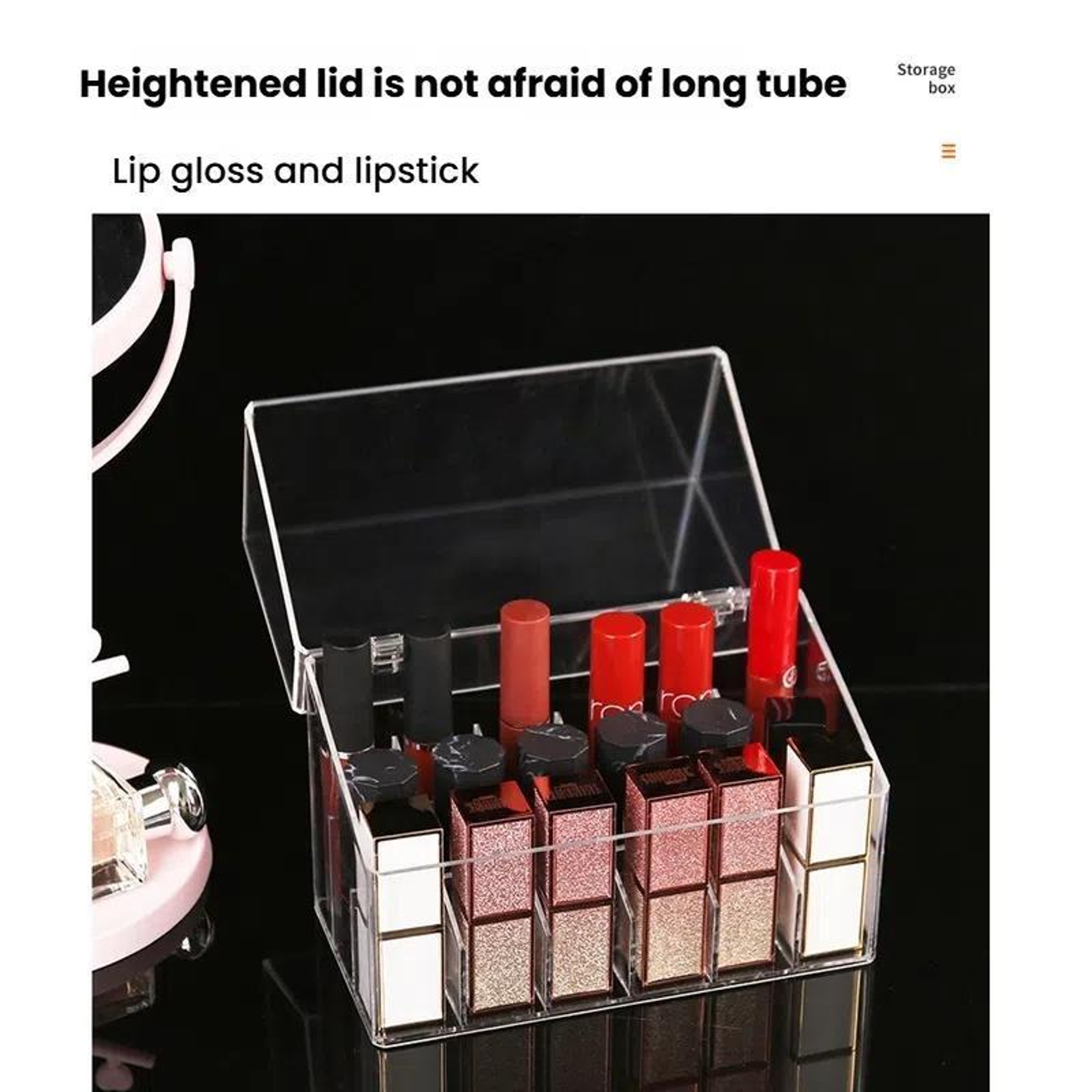 18 Grid Lipstick Organizer Transparent Makeup Organizer with Flip Lid Cosmetic Storage Box – view 5