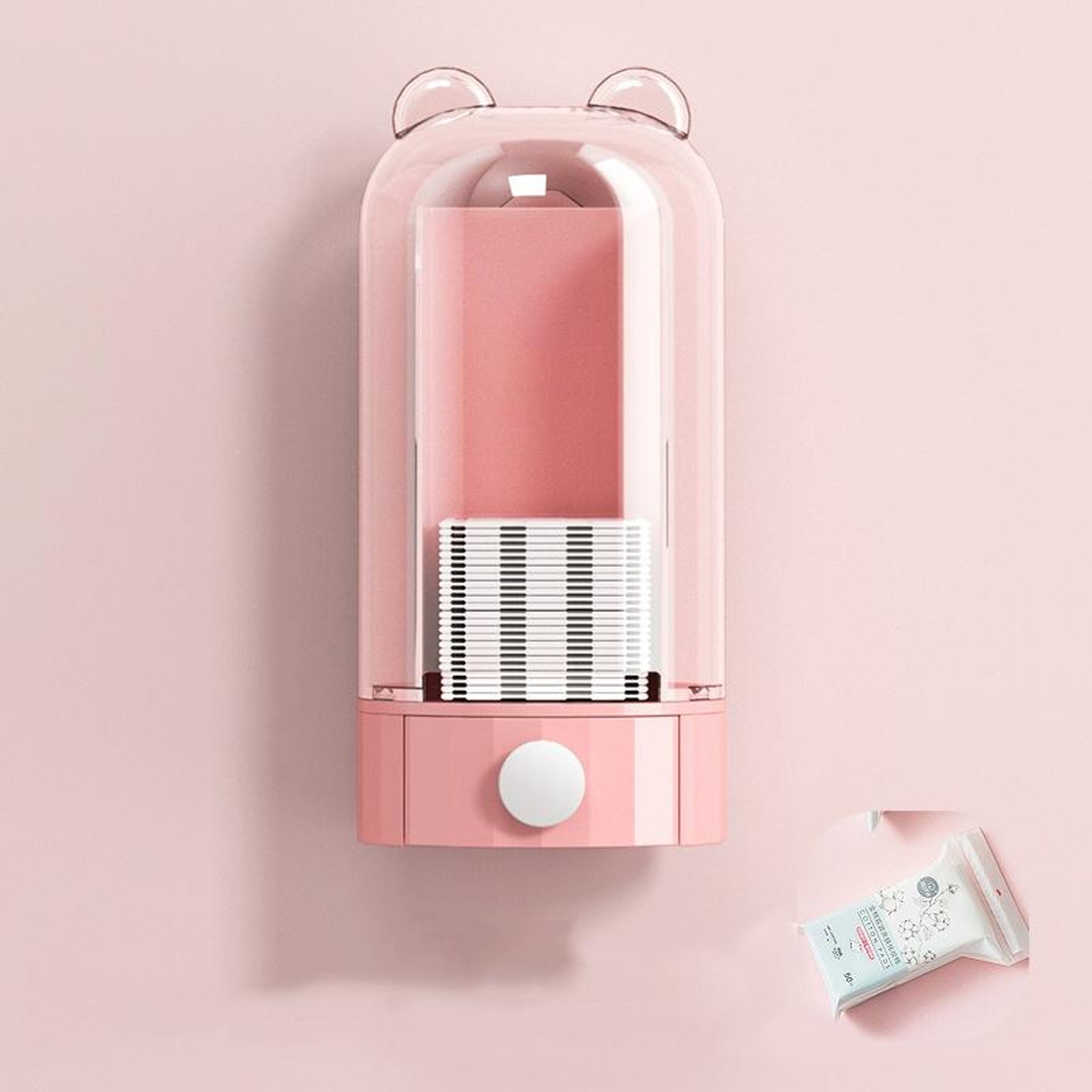 Automatic Cotton Pad Dispenser Wall Mounted Transparent Cotton Pad Holder Makeup Organizer With 50  6