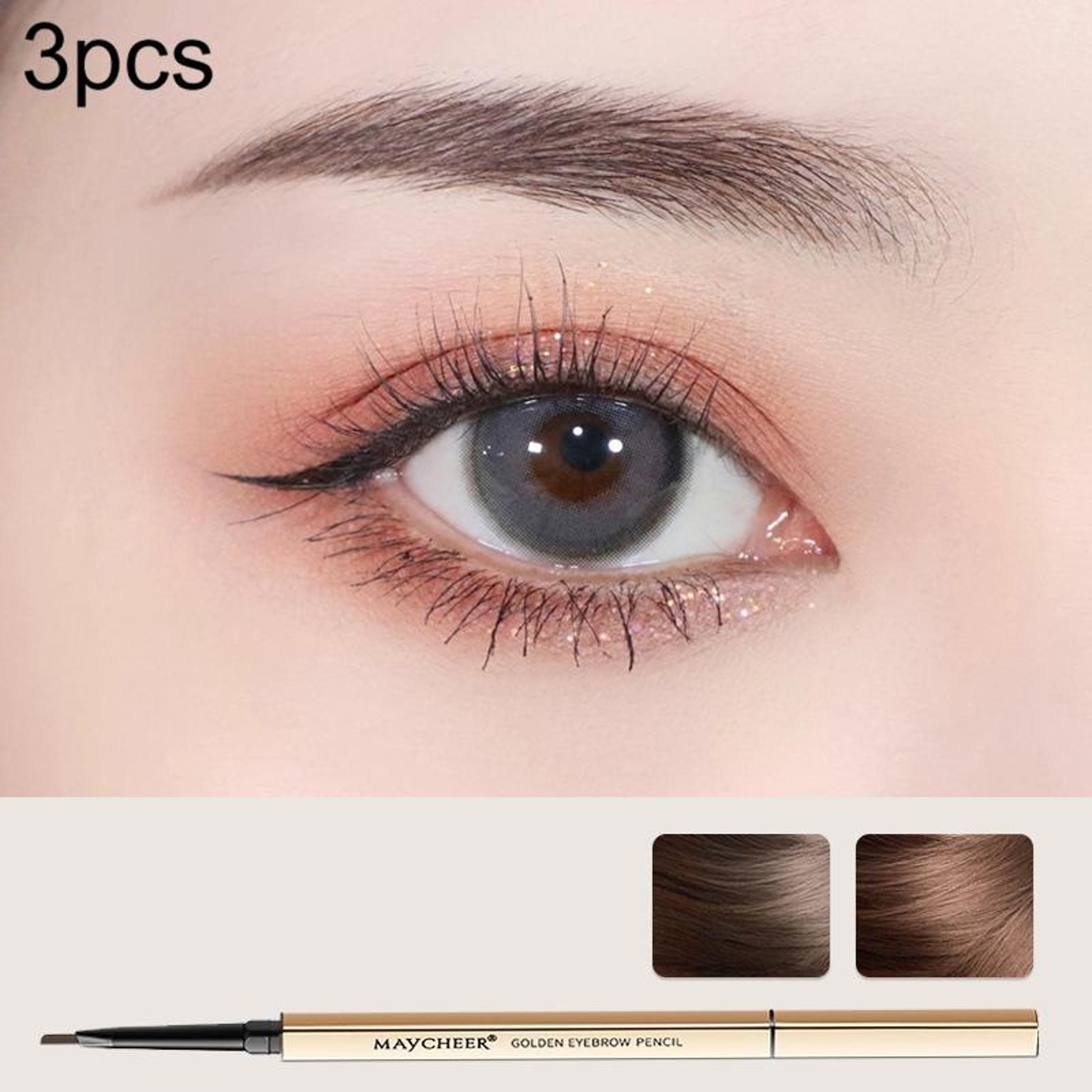 3PCS Small Gold Bar Waterproof Eyebrow Pencil Fine Tip Micro Brow Pencil With Built In Brush 9
