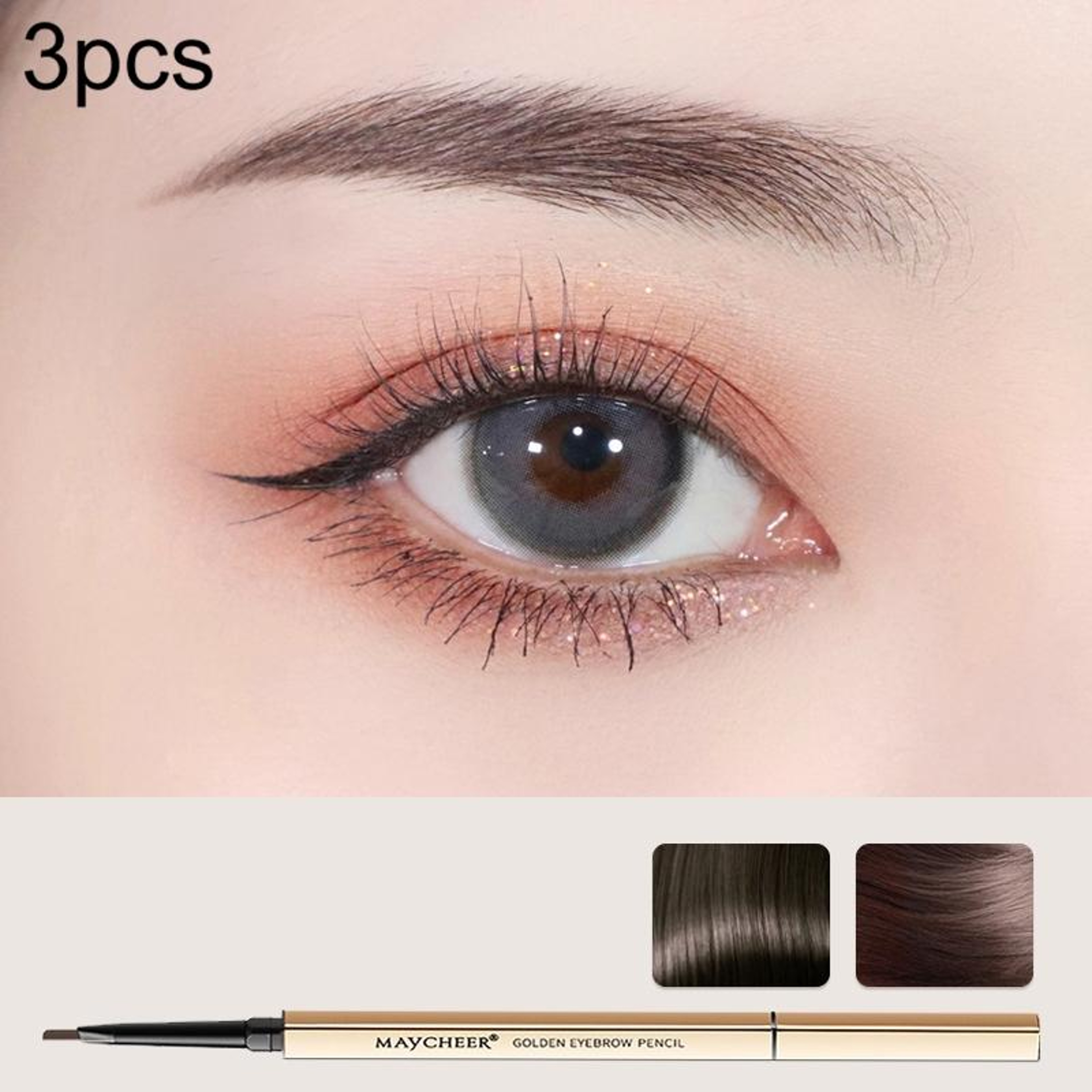 3PCS Small Gold Bar Waterproof Eyebrow Pencil Fine Tip Micro Brow Pencil With Built In Brush 10