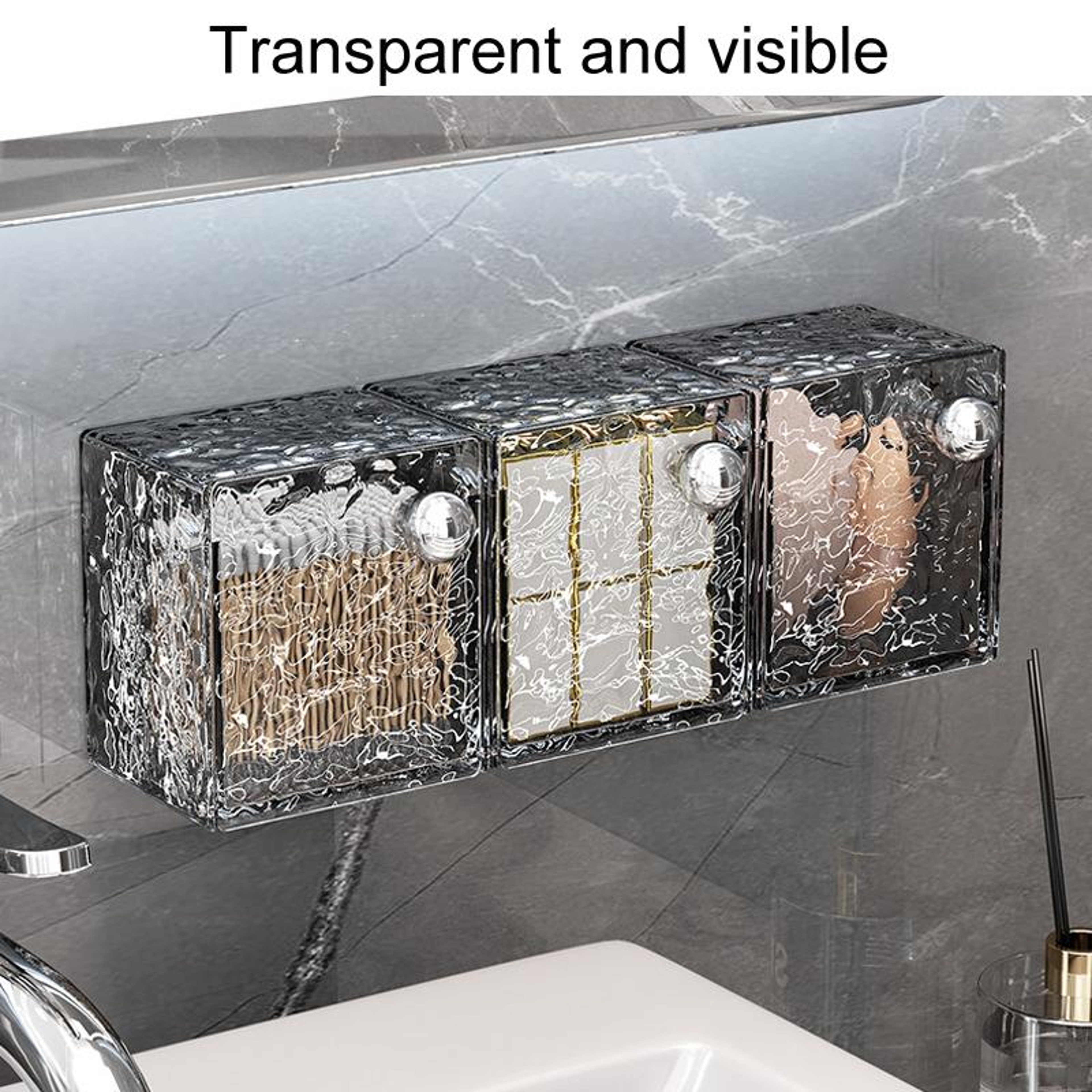 Wall Mounted Cotton Swab Organizer No Drill Bathroom Storage Box With Adhesive 3