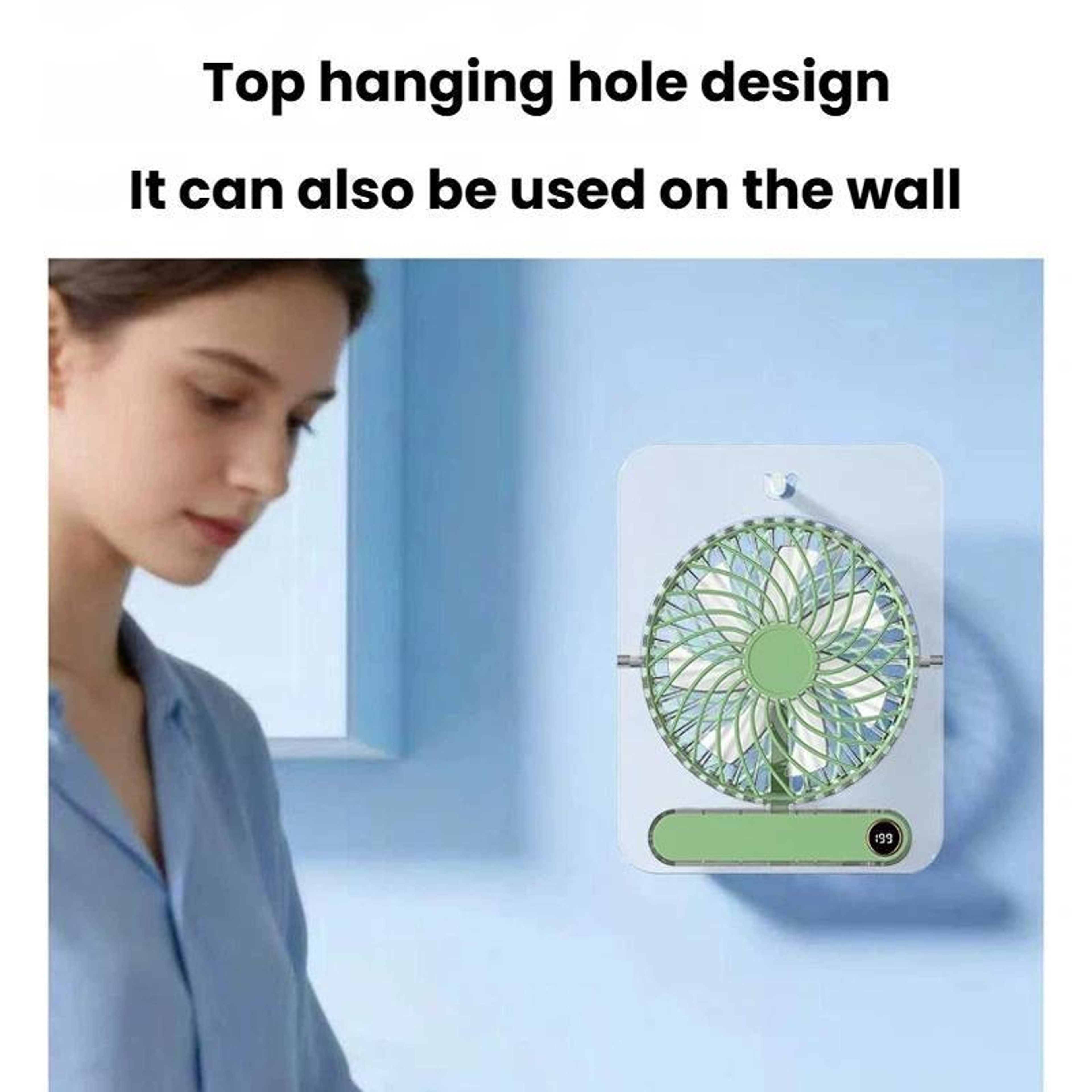 Ultra Thin Desk Fan With Digital Display Quiet Rechargeable Fan For Office Home 2
