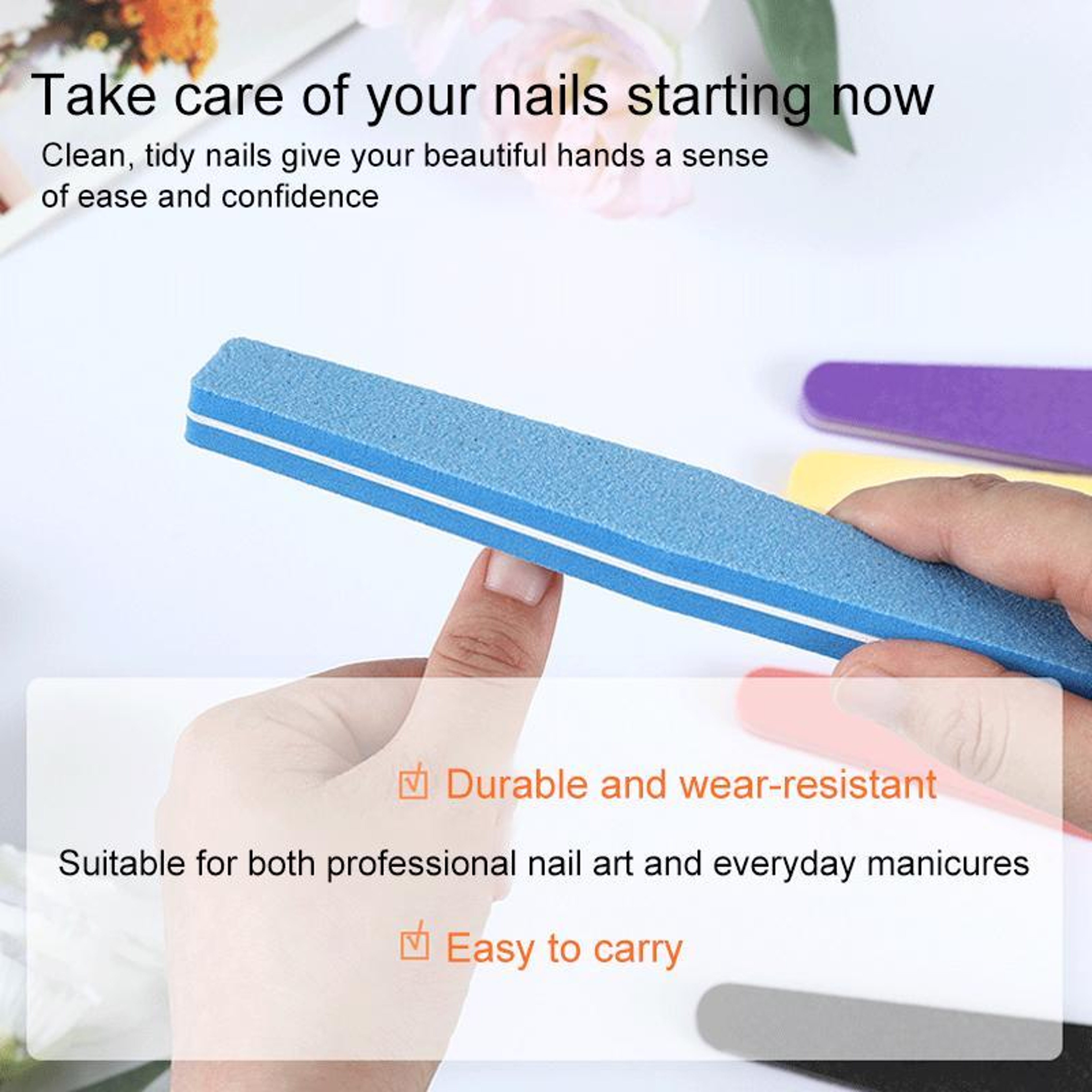 100PCS Professional Nail Buffer Block Diamond Shape Nail Sanding Sponge Manicure File Set 4